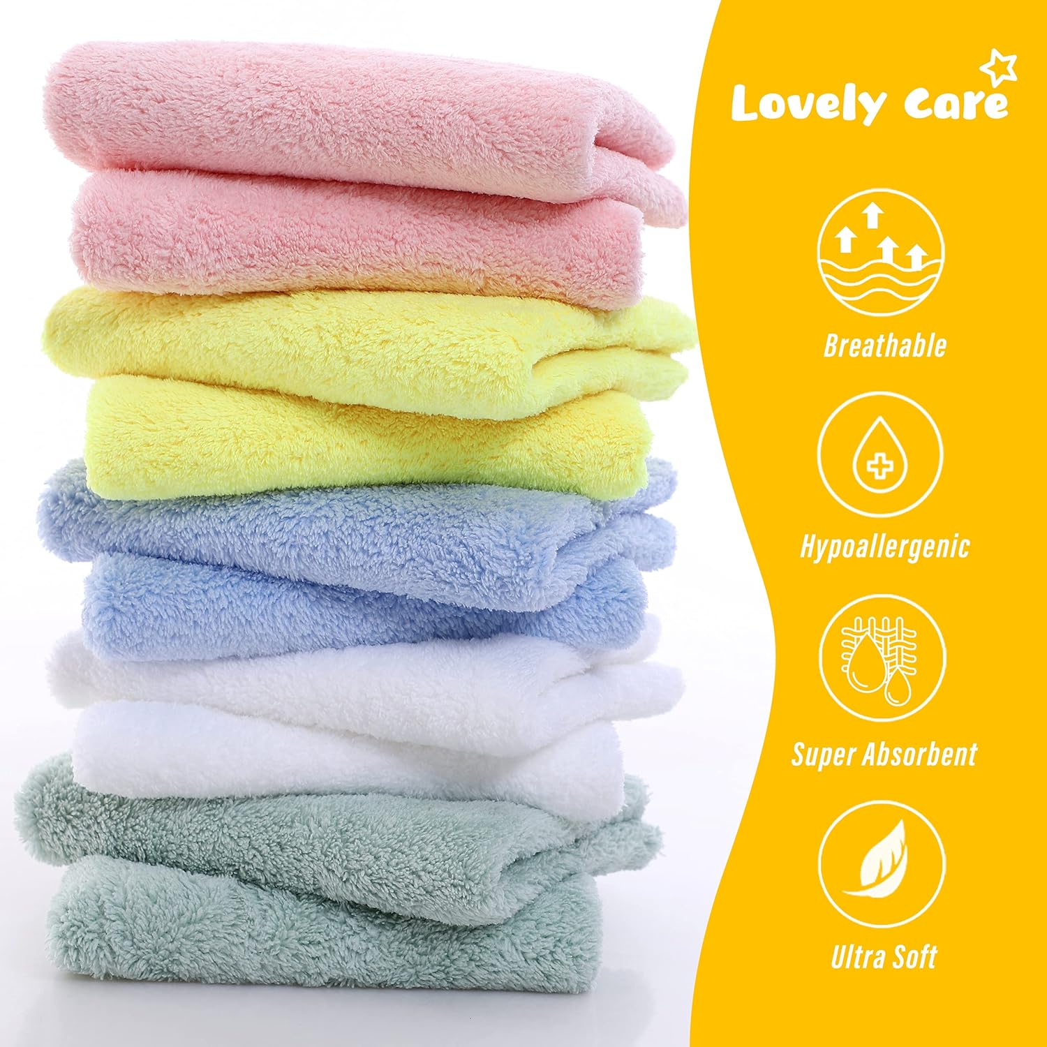 Super Absorbent 10 Pack Burp Cloths - Coral Fleece Gentle on Sensitive Skin for Face and Body, Plush - Milk Spit Up Rags - Burpy Cloth for Baby Boys and Girls - Unisex 17 x 10 Inch by Lovely Care : Baby