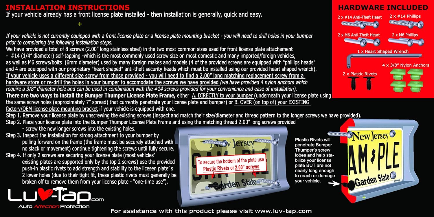 Bumper Thumper Ultimate Complete Coverage Front Bumper Guard Shock Absorbing Flexible License Plate Frame (2021 License Plate Frame)