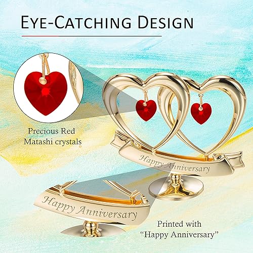 Miniatura 5 de matashi "Feliz Aniversario Corazón Doble Table parte superior Ornamento con cristales