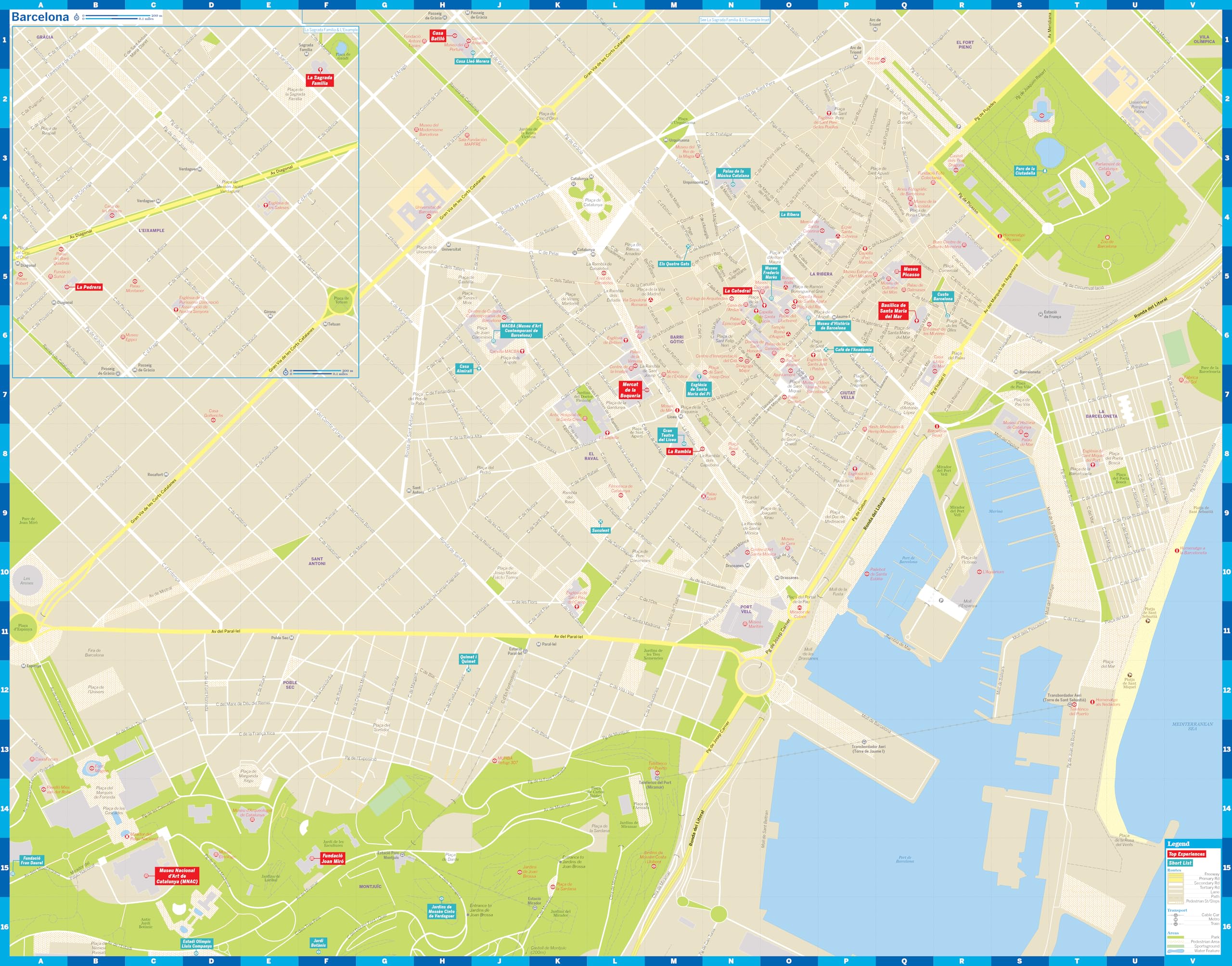 Lonely Planet Barcelona City Map Durable Waterproof Easy-Fold Planning Map Attractions Walking Tours