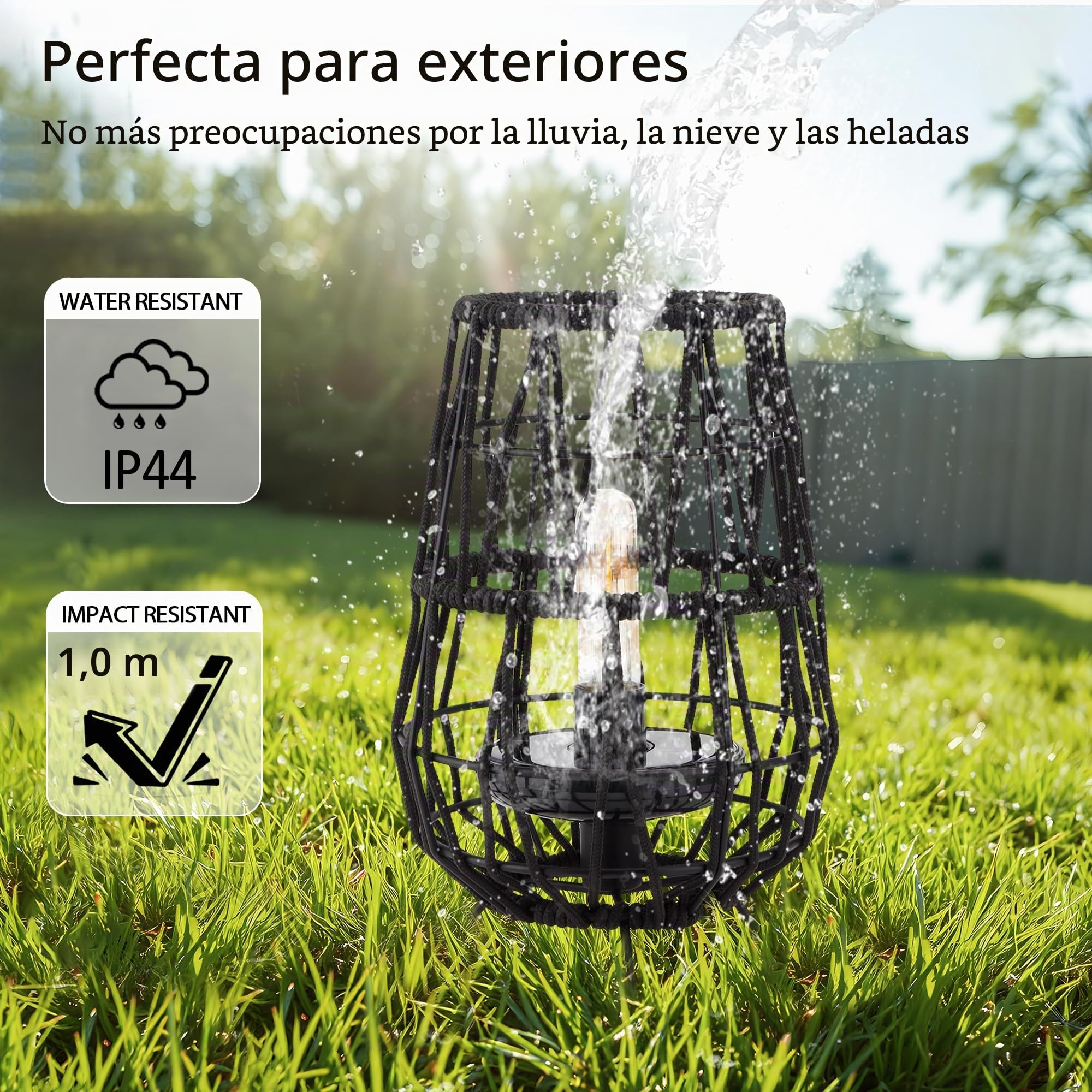 TRIROCKS Luces solares de jardín al aire libre, 2 paquetes de farolillos solares de 30 cm de alto con cuerda de olefina para jardín, impermeables, lámpara de mesa a pilas para patio, decoración al