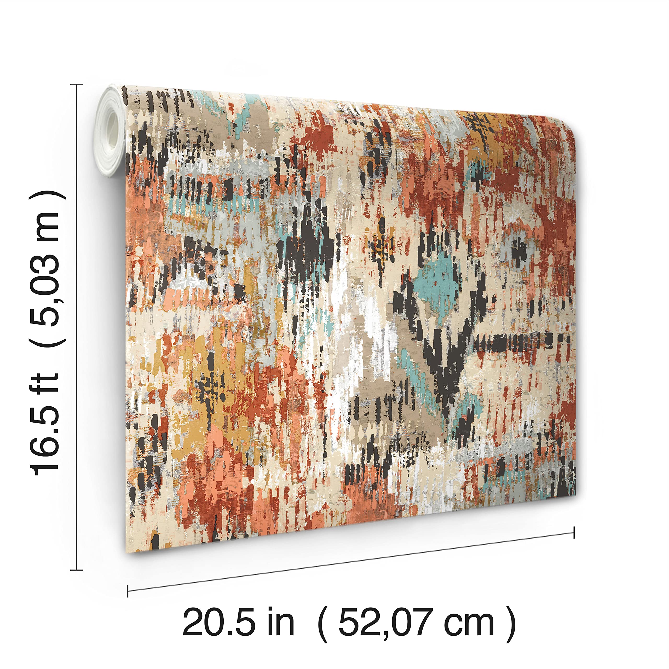 RoomMates RMK11247RL Orange Aztec Peel and Stick Wallpaper, 12.7 x 40.6 cm - Image 3