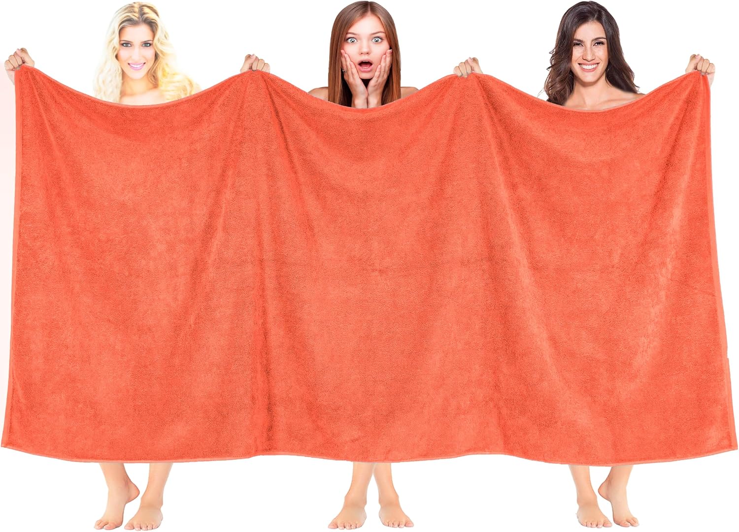 100% Cotton Oversized 40x80 Bath Sheet, Turkish Bath Towels for Bathroom Extra Large, Coral Bath Sheet
