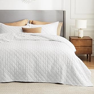 Bedsure Quilts Queen Size - Soft Ultrasonic Queen Quilt Bedding Set - White Bedspread Coverlet - Lightweight Comforter Set for All Seasons (Includes 2 Pillow Shams)