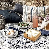 Vista 5 de Servilletero cuadrado de bambú, 7.5 x 7.5 x 2.5 pulgadas, bandeja de servilletas de madera, servilletero de madera para mesa de cocina y encimera