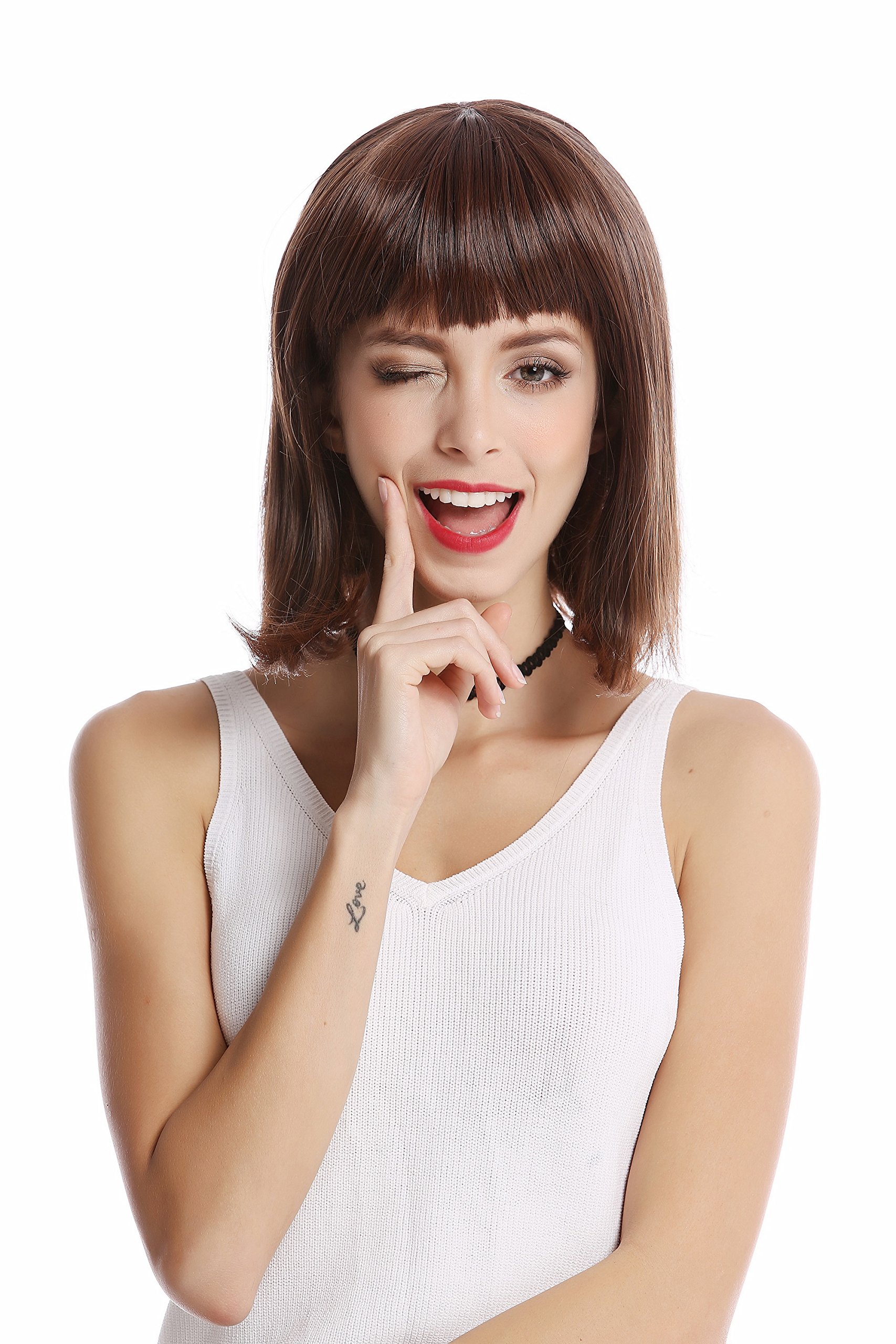 WIG ME UP - YZF-4375-4/30 Lady Quality Wig short shoulder length Bob Longbob straight bangs chestnut brown mix - Image 2