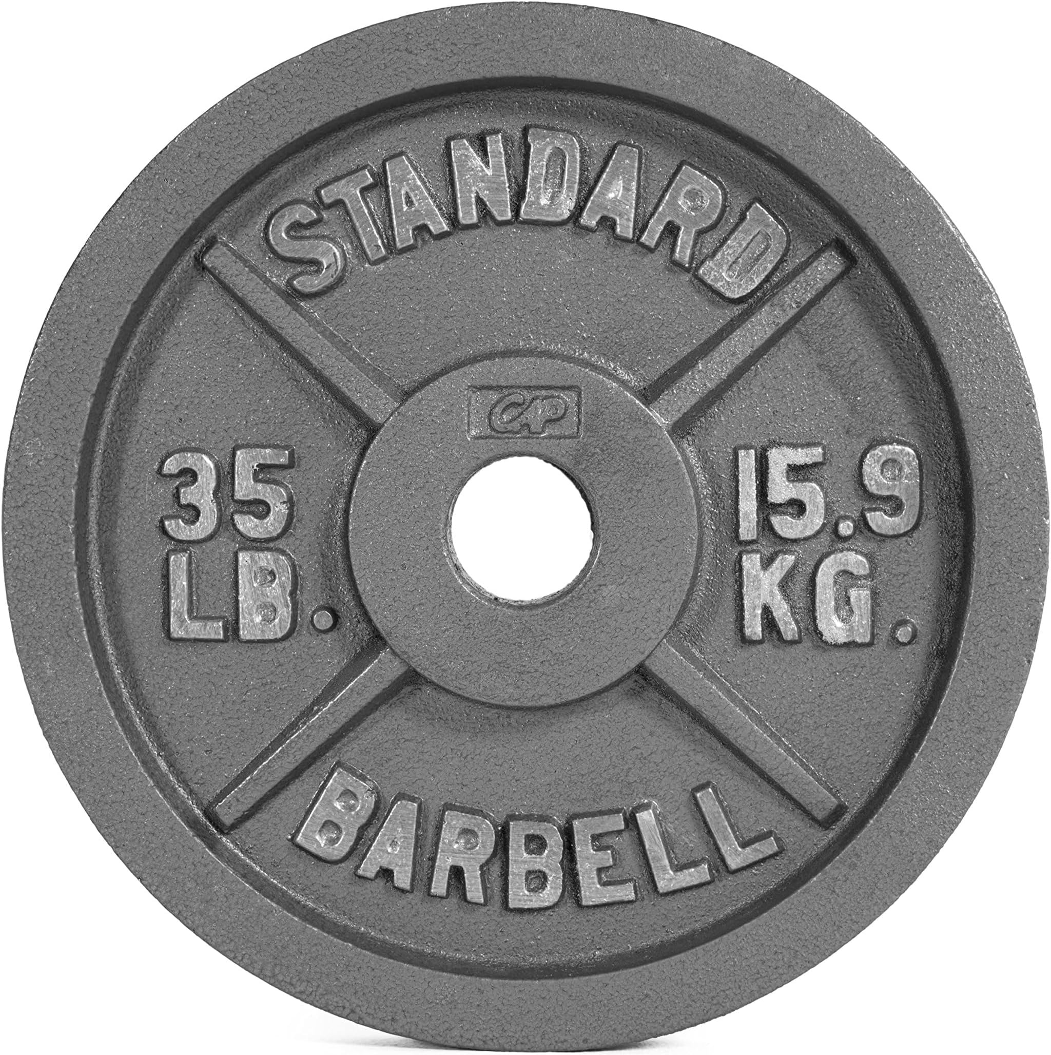 CAP Barbell Olympic 2-Inch Weight Plates, Gray, Single, 35 Pound