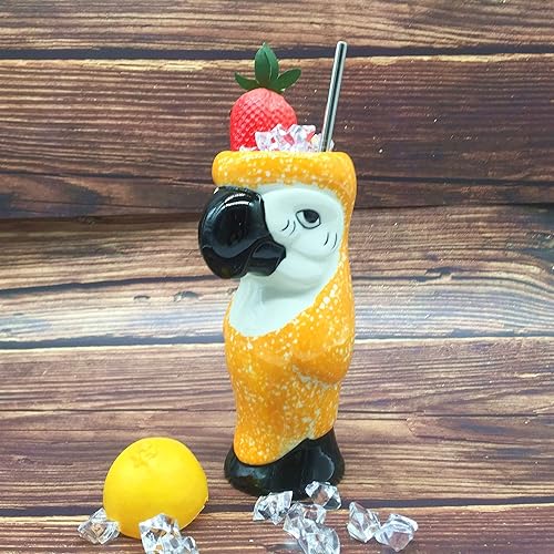Miniatura 5 de KIURENGT - Tazas Tiki - Taza de loro Tiki, 20 onzas, taza de cóctel para Mai Tai, ponche, piña colada y bebidas tropicales de bar