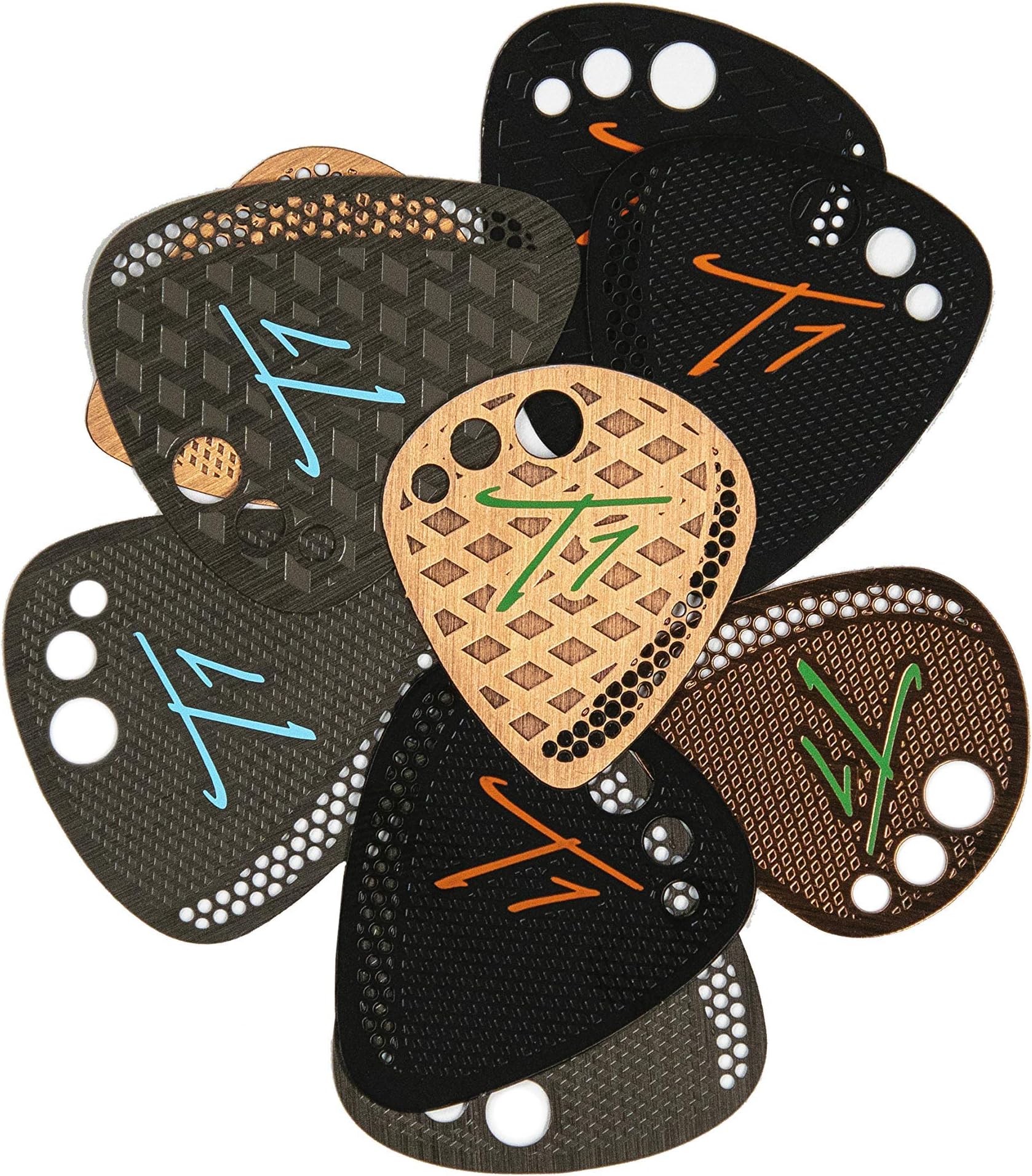 T1 Picks Stainless Steel Guitar Picks (3 Pack) Demo Pack. Bass, Guitar, Jazz