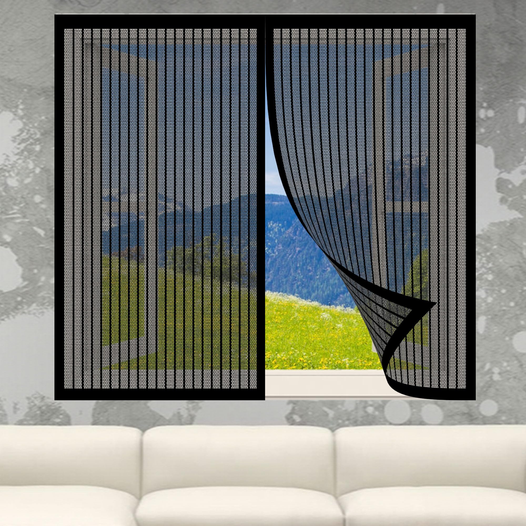 Chunrong Black Magnetic Fly Screen For Windows 100 X 115 Cm Transparent Insect Screen Mosquito Bug Protection With Tape And Closing Magnets Without Drilling For All Doors And Windows,