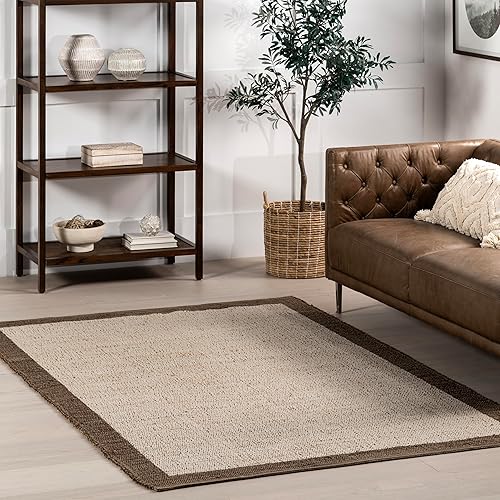 nuLOOM Bronwyn Farmhouse - Alfombra de mezcla de yute con bordes, 9 x 12 pies, marrón