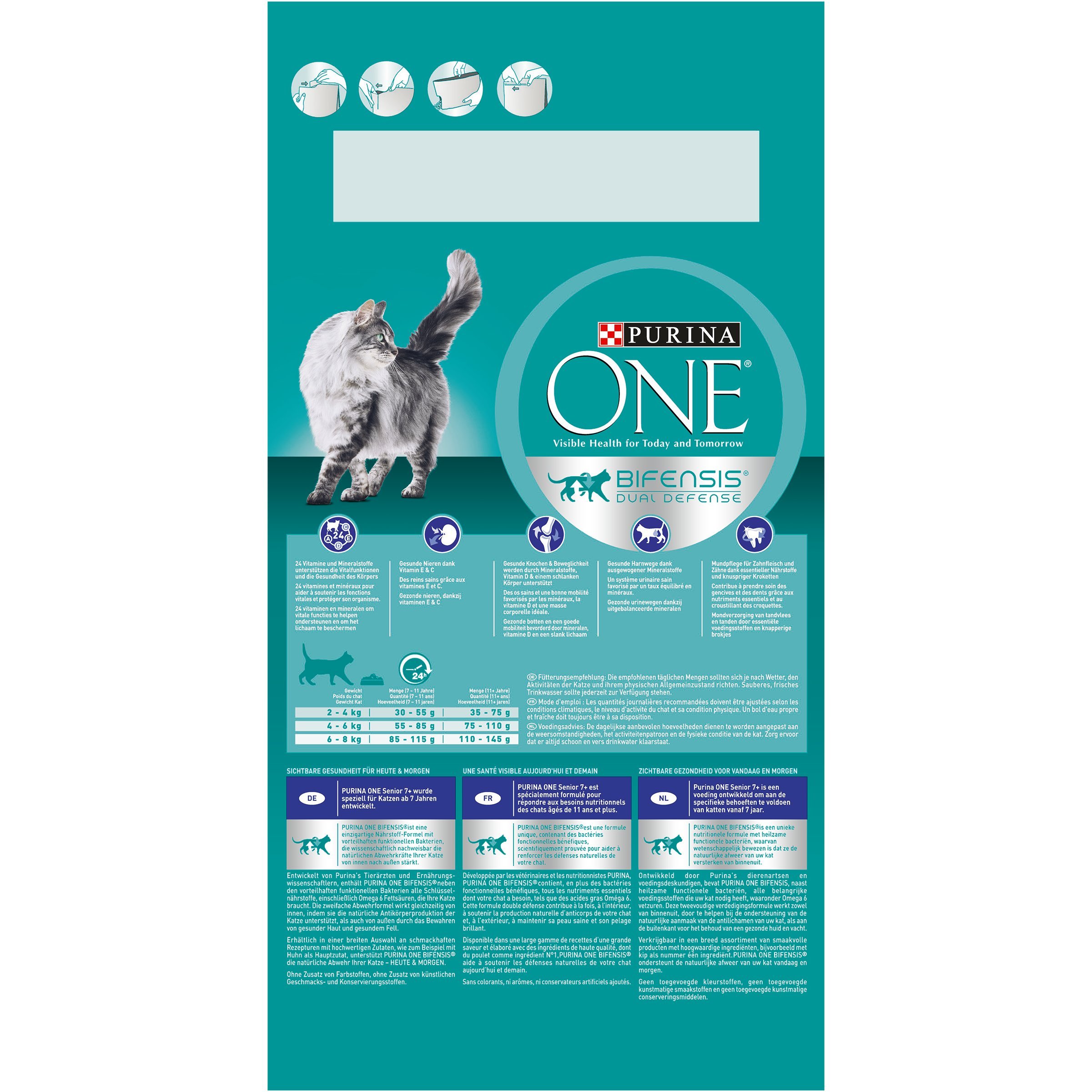 PURINA ONE BIFENSIS Senior 7+ Nourriture pour Chat Sec, Riche en Poulet, Lot de 6 (6 x 1,5 kg)