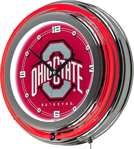 Trademark Gameroom - Reloj de pared analógico con logotipo de la Universidad Estatal de Ohio con cadena de tracción, para cocina, garaje, sala de