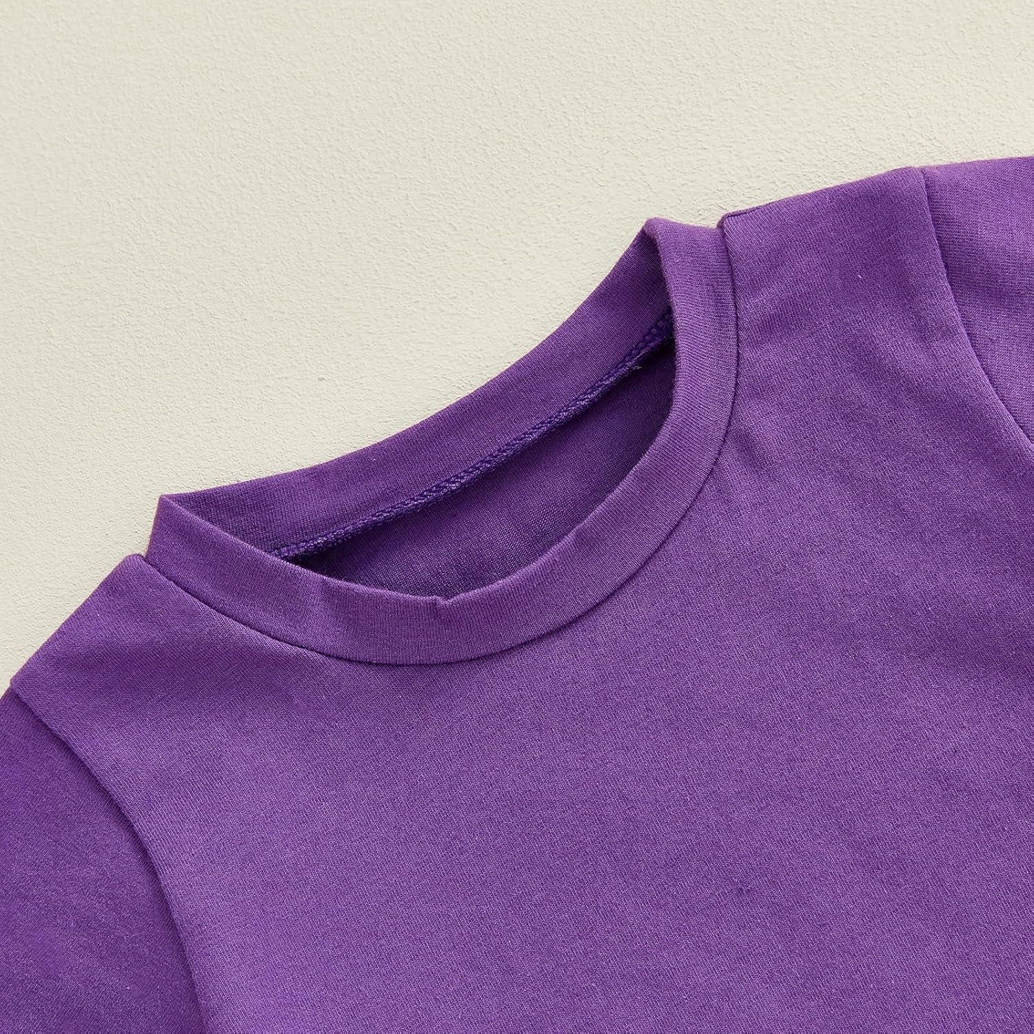 Yccutest Little Toddler Girl Mardi Gras Outfit Kids Short Sleeve T-shirt Adjustable Overall Dress Carnival Clothes For Girls - Image 4