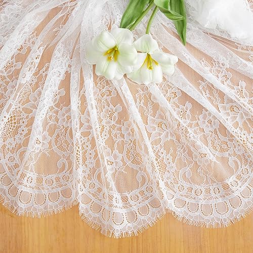 Miniatura 3 de B-COOL Mantel de encaje blanco de 5 piezas de 60 x 120 pulgadas, decoración de boda, mantel bordado de encaje para fiesta de primavera, mantel