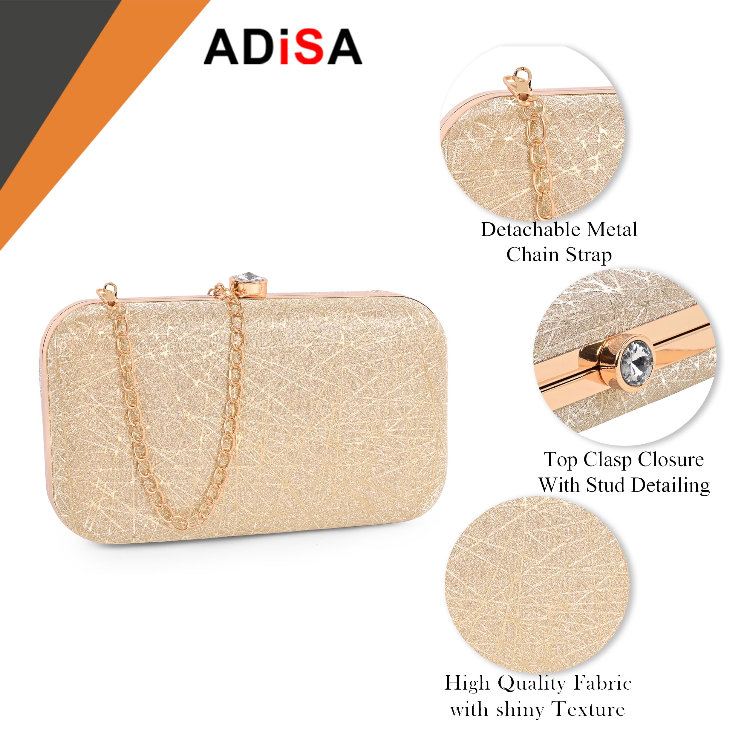 ADISA Constellation formal party clutch with gold chain for women and girls (CL106-GOL) 1