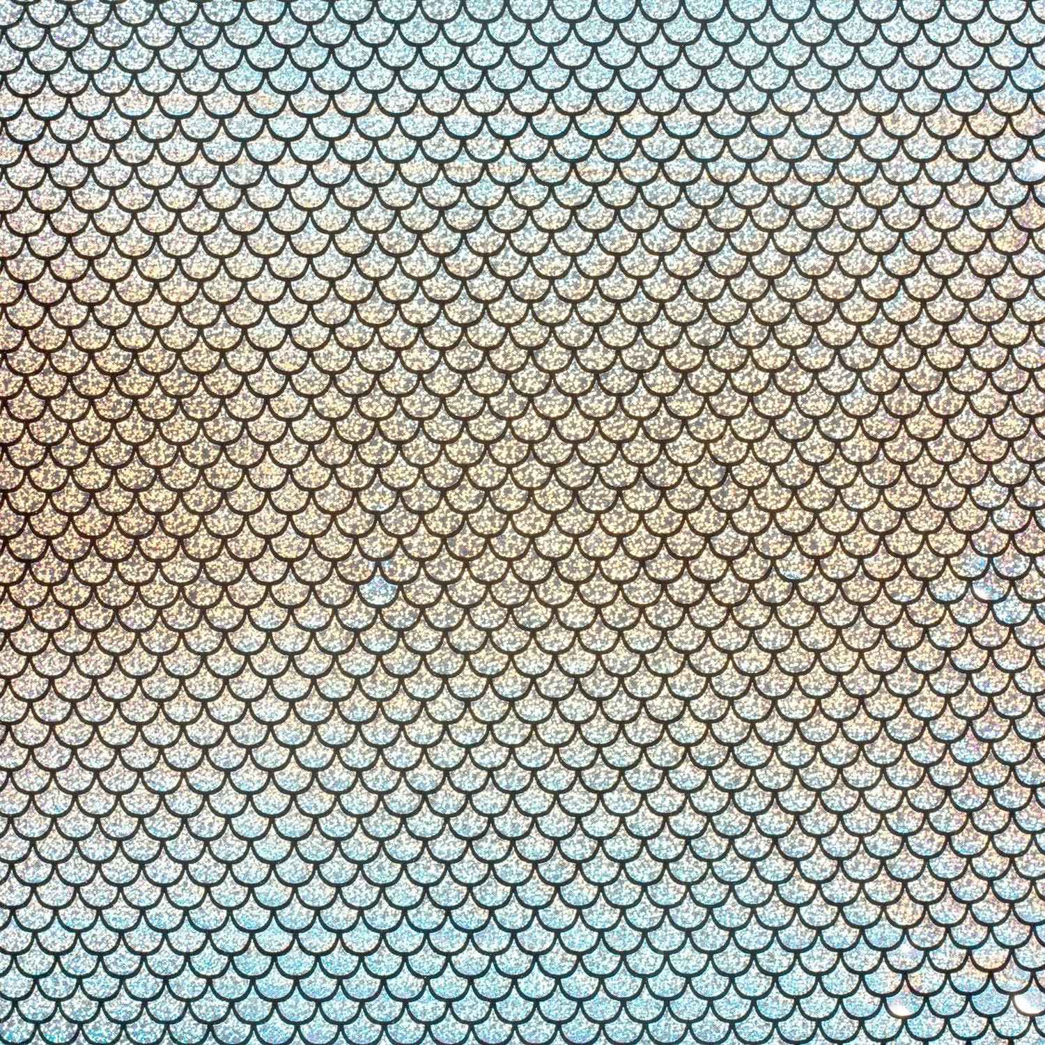 Spandex Dance Lame Foil Scales Fabric Material Silver 1MTR