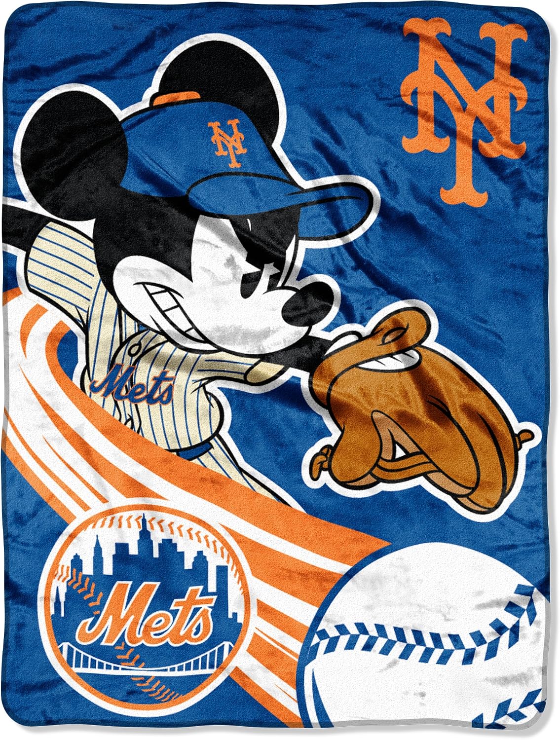 Officially Licensed MLB & Mickey Cobranded "Fly Ball" Micro Raschel Throw Blanket, Soft & Cozy, Washable, Throws & Bedding, 46" x 60"