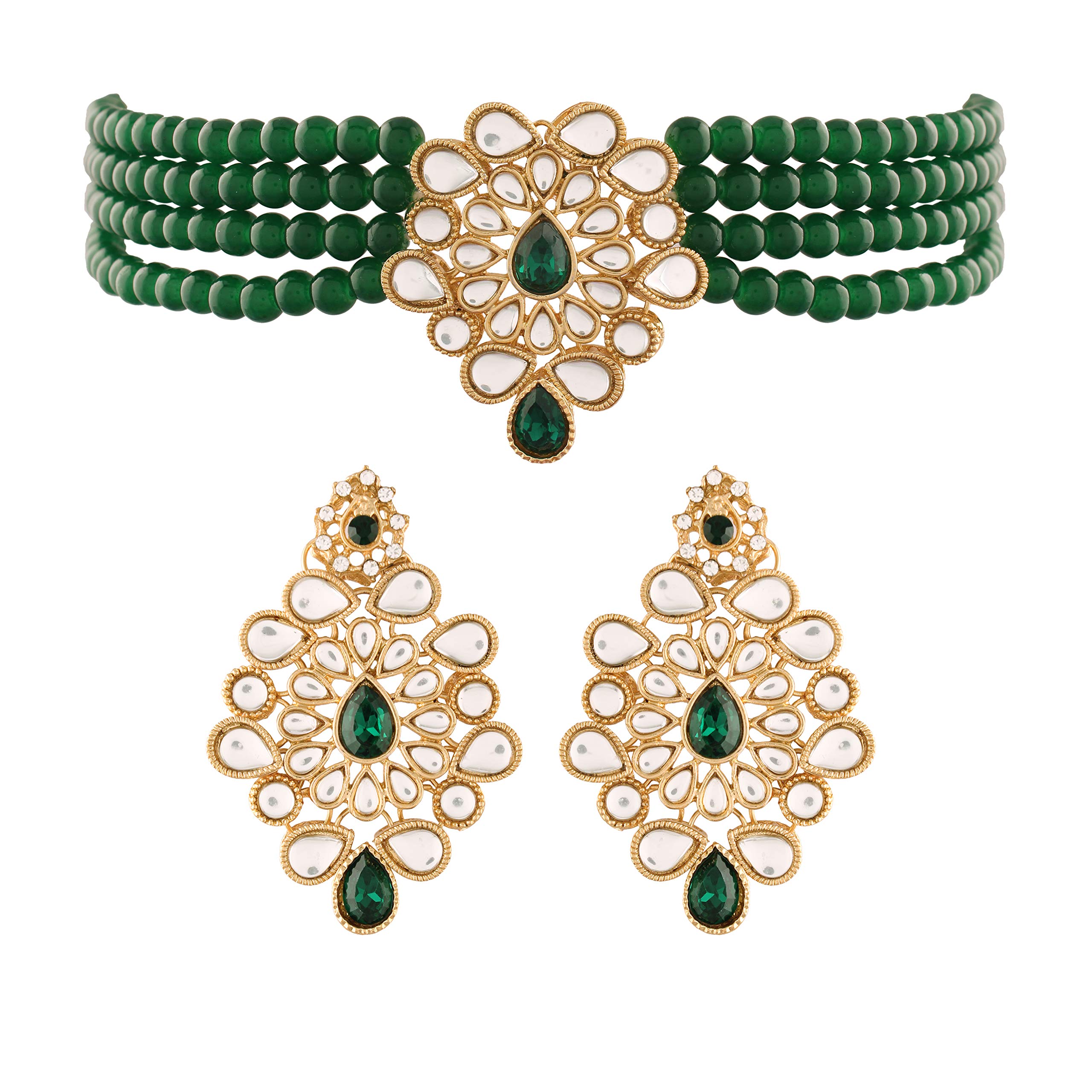 I Jewels 18K Gold Plated Traditional Kundan with Beads Choker Necklace Jewellery Set for Women/Girls (ML263G) (B09179JHDN) Amazon Price History, Amazon Price Tracker