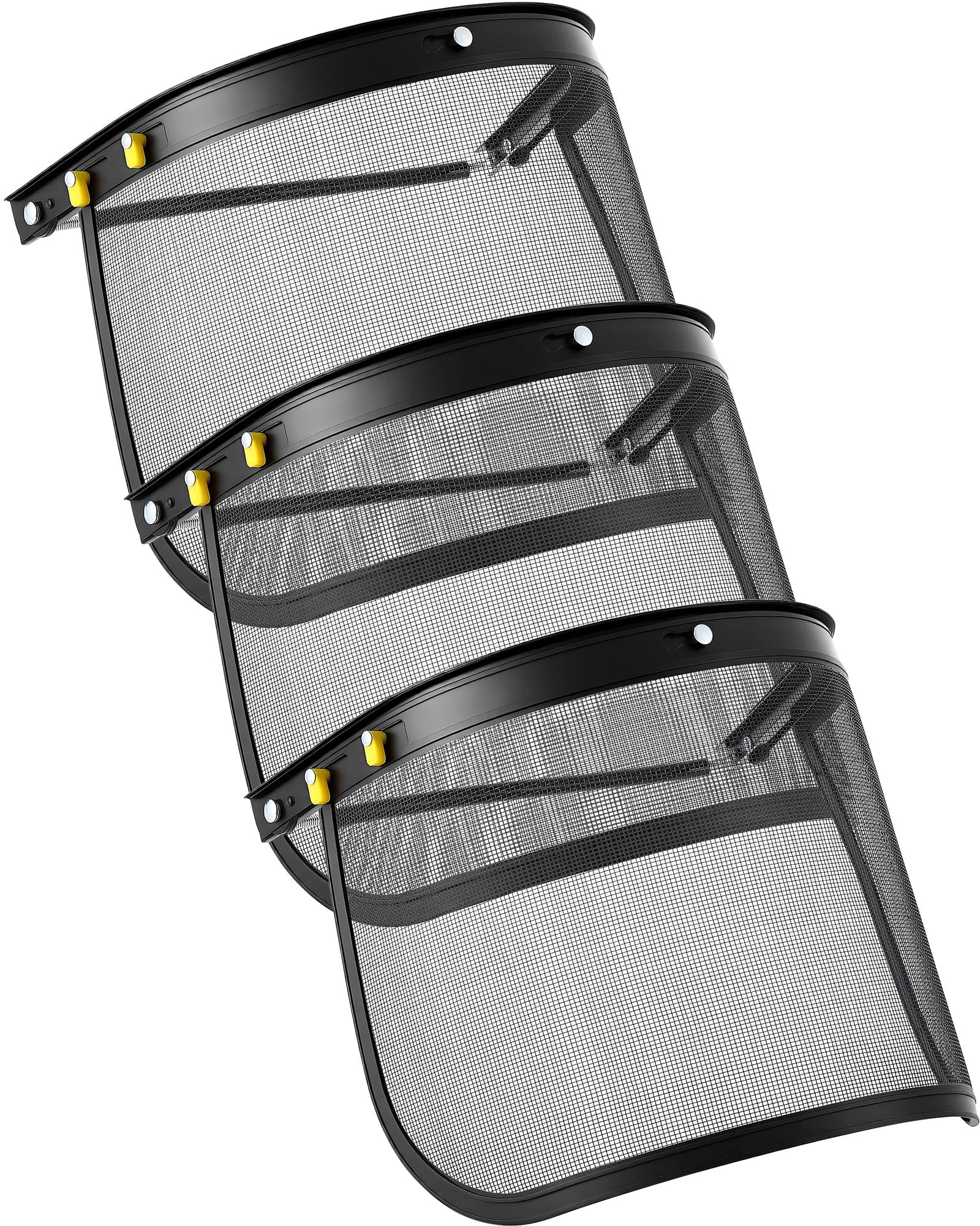 Zonon 3 Set Aluminum Face Shield Adapters Include Aluminum Cap Style Hard Adapters and Safety Faceshield Replacement Visors Clear Safety Face Shield for Grinding and Cutting (Steel Wire Mesh,Black)