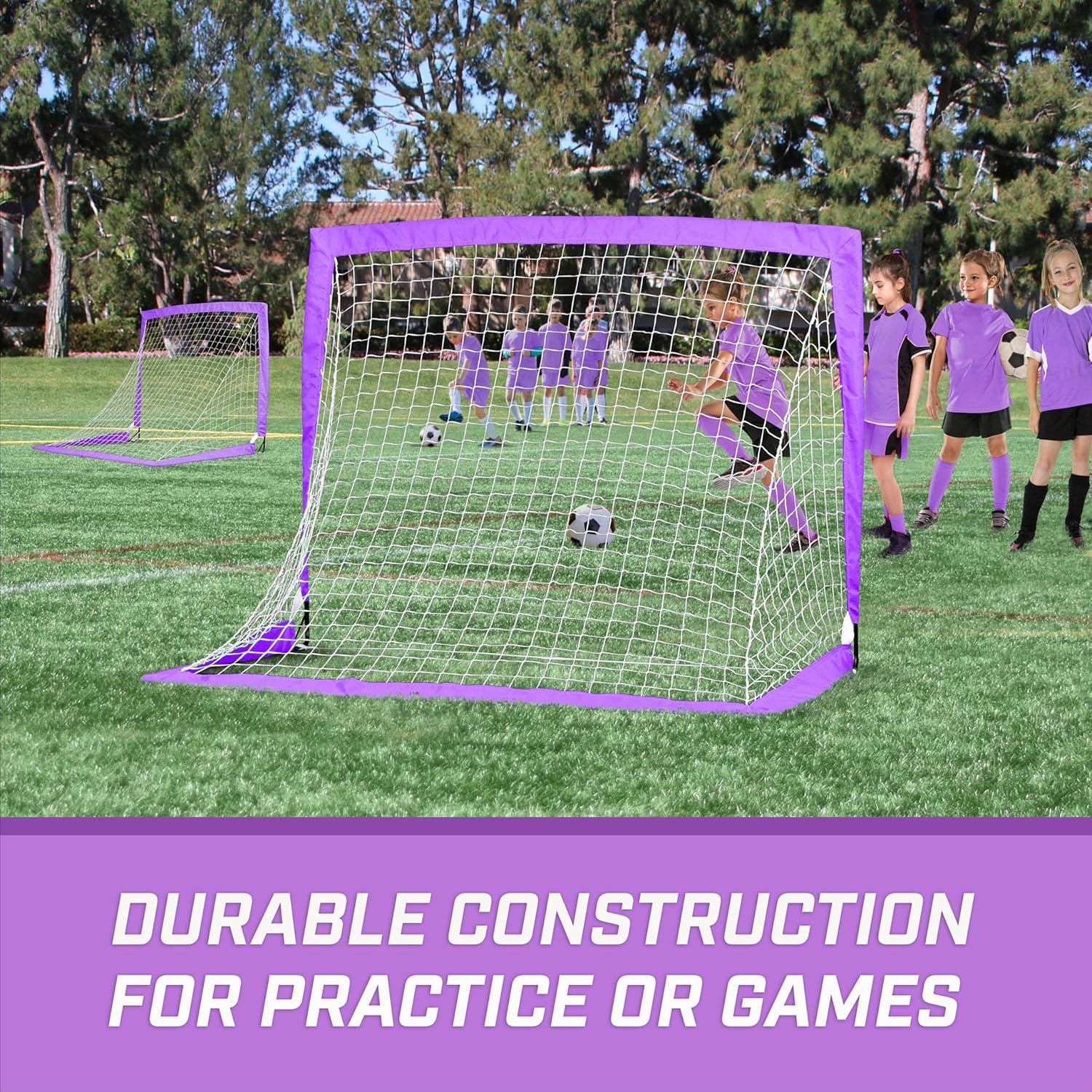 GoSports 4 x 3 ft Portable Soccer Goals for Kids - 13 Colors - Set of 2 Team Tone Pop Up Nets for Backyard