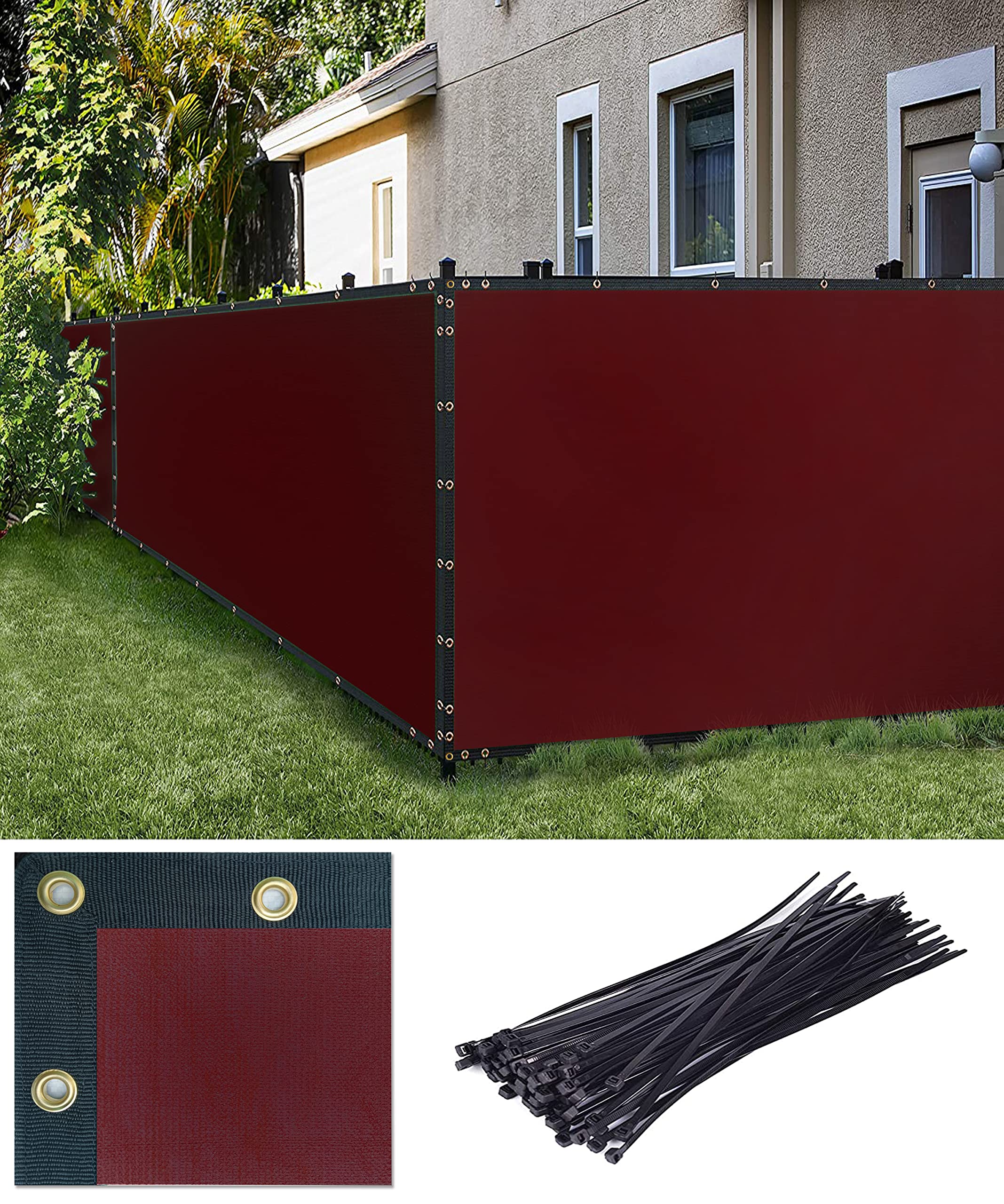 FREDDO-Privacy Screen Fence Heavy Duty Shade Net with Polyester Band, Brass Eyelets & Tie Cords (Burgundy Color, 1 mt X 10 mt) (B0BMDZJ8QC) Amazon Price History, Amazon Price Tracker