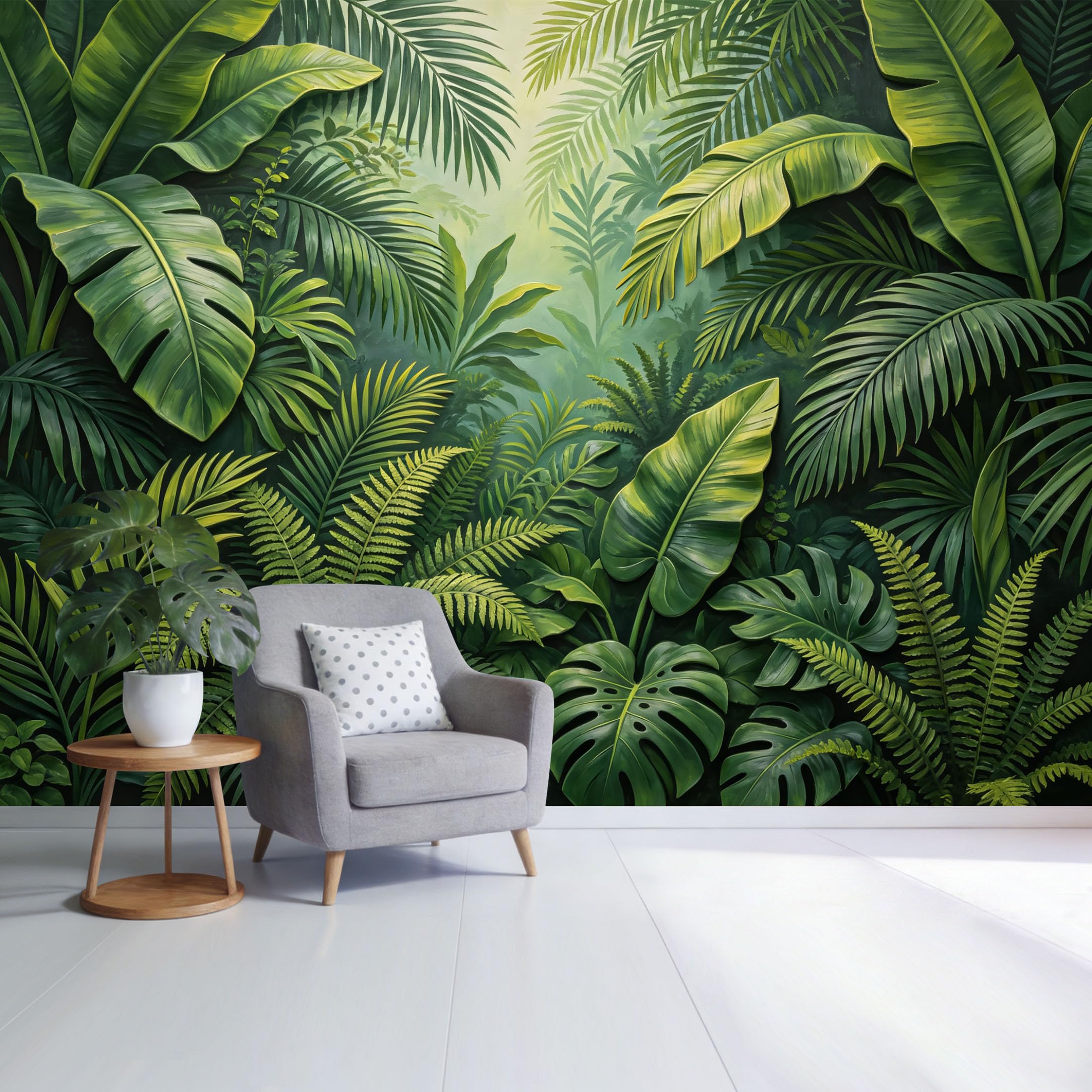 Custom Size Wall Mural Tropical Jungle Green Palm Leaves Botanical Forest Pattern SelfAdhesive Wall Fabric Removable Wallpaper for Home Office Decor
