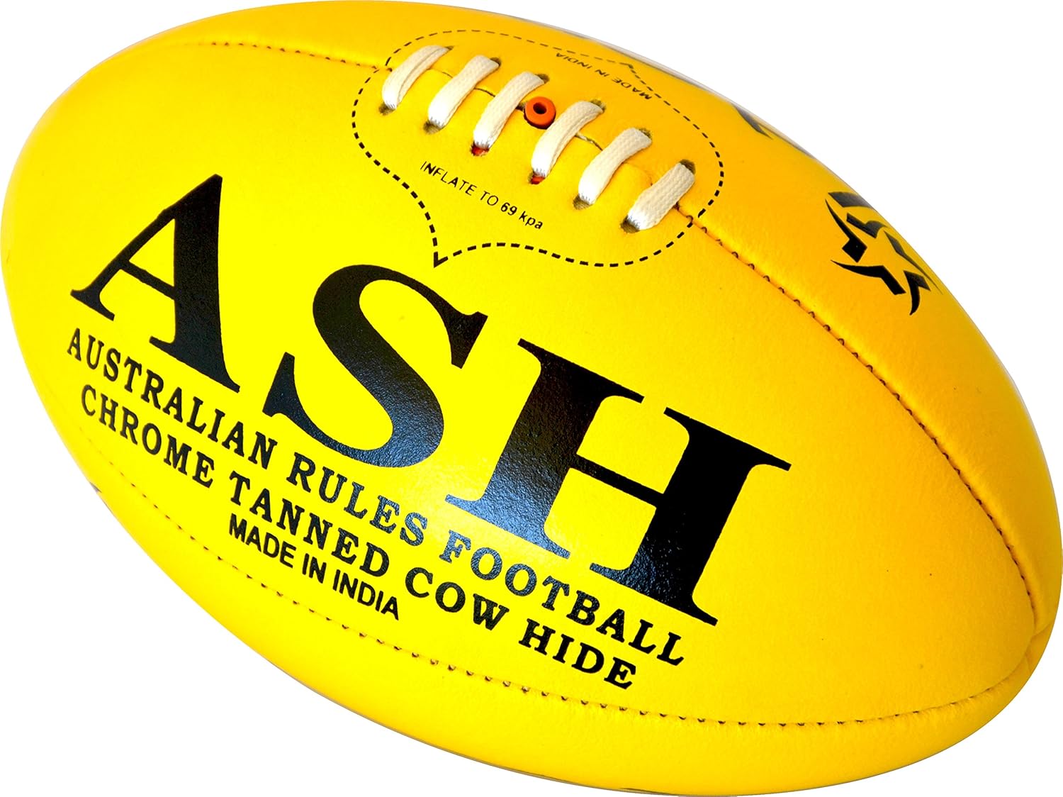 Tournament Match Quality Professional Genuine Leather Australian Rules Ball AFL - Size 5 Yellow