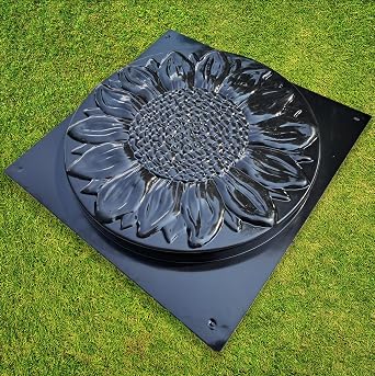 Flower Stepping Stone Sunflower Paver Paving Precast Concrete Mold Plaster ABS 2mm - Garden DIY Cement Round Concrete Molds Walkway - Pavement Casting Pathmaker Mold for Concrete Reusable