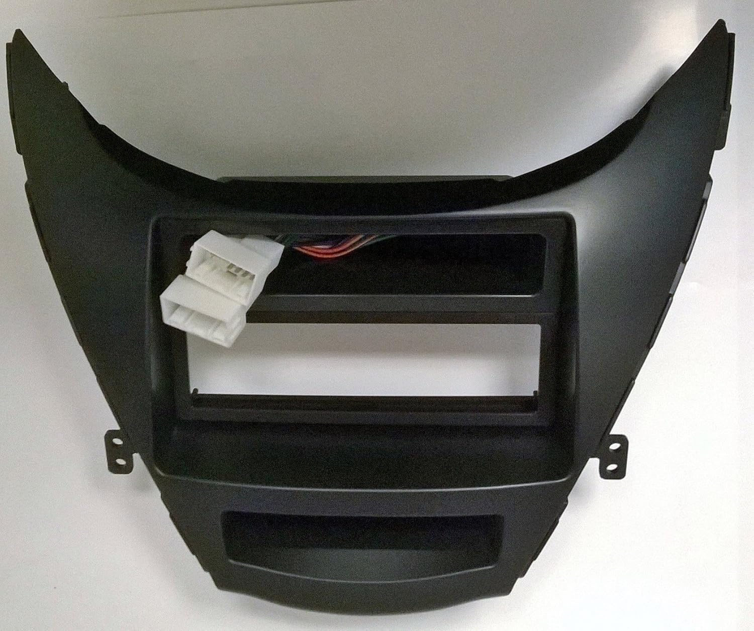 1 Black Dash Trim Kit and Wire Harness for Installing a New Single or Double Din Radio into a 2011-2013 Hyundai Elantra Sedan