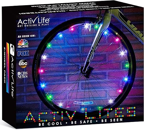 Miniatura 8 de Activ Life Paquete de 2 luces LED para ruedas de bicicleta con baterías incluidas, obtén un 100% más brillante y visible desde todos los ángulos