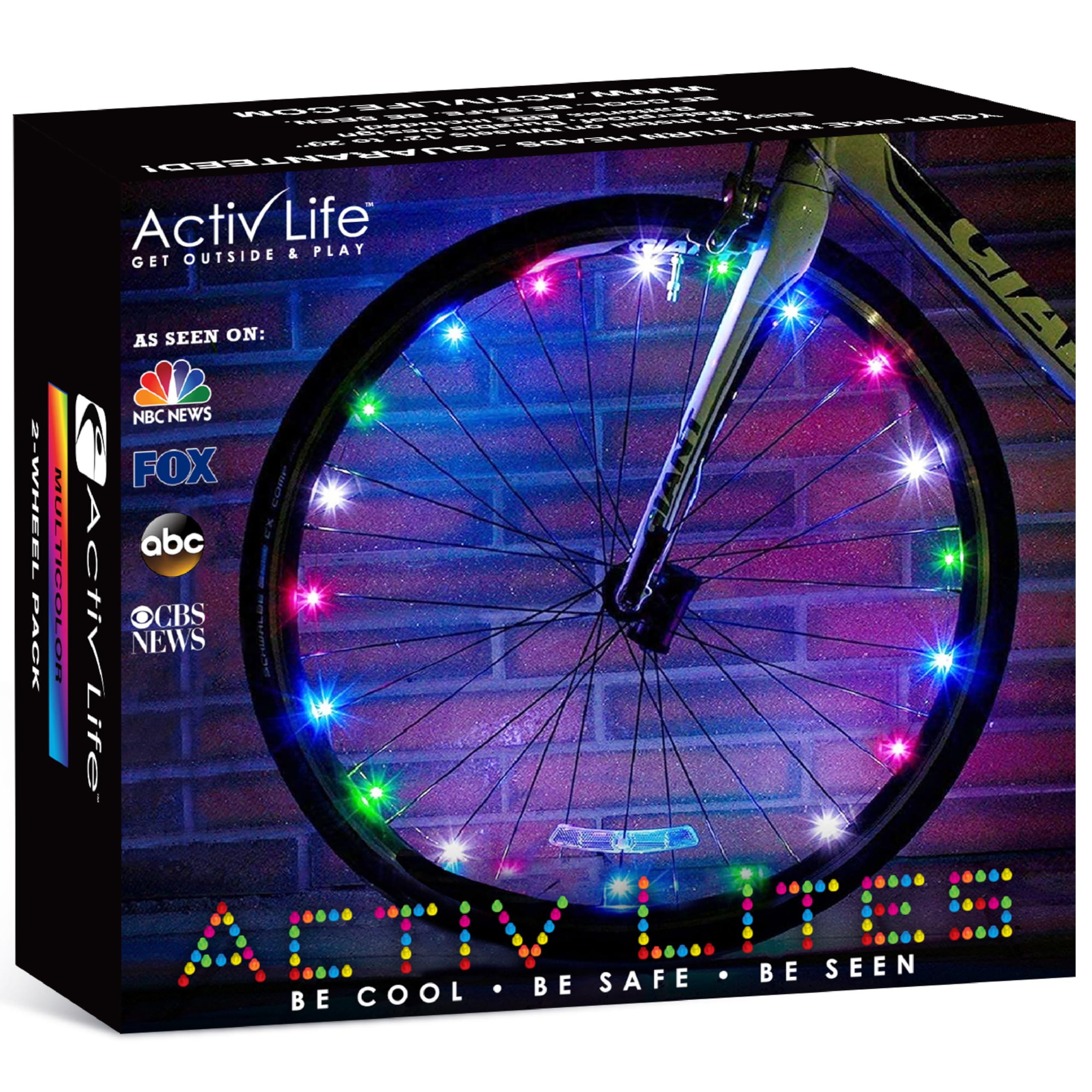 2-Tire Pack LED Bike Wheel Lights with Batteries Included, Get 100% Brighter and Visible from All Angles for Ultimate Safety and Style