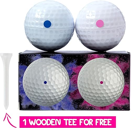 Miniatura 2 de Pelotas de golf para revelar el género, una rosa, una azul + camiseta de madera incluida, el mejor regalo para los futuros padres con temática de