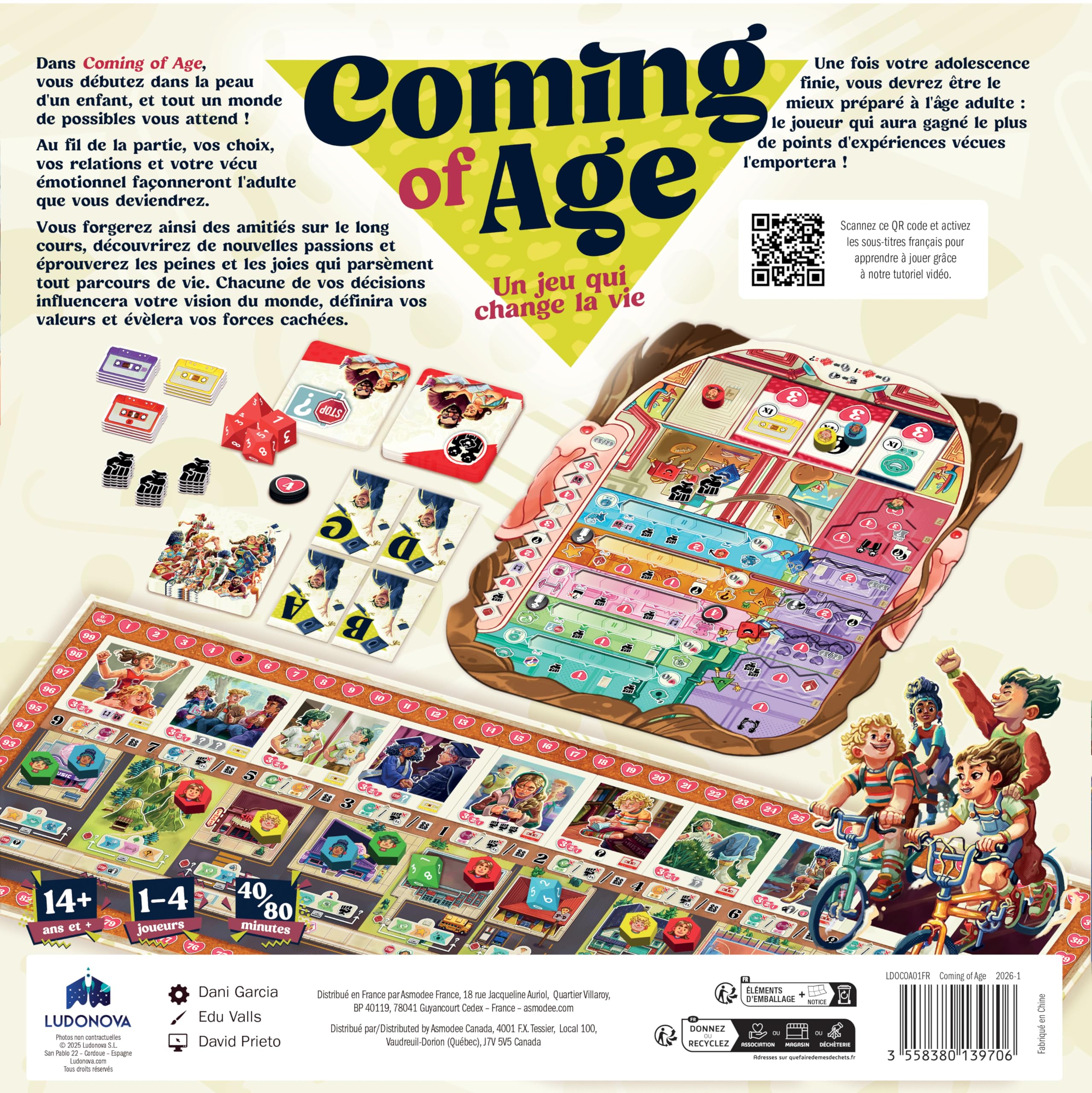 Asmodee - Coming of Age - Ludonova - Narracyjna i strategiczna gra planszowa - Gra Expert dla dorosłych - od 14 lat - 1 do 4 graczy - 40-80 min - wersja francuska