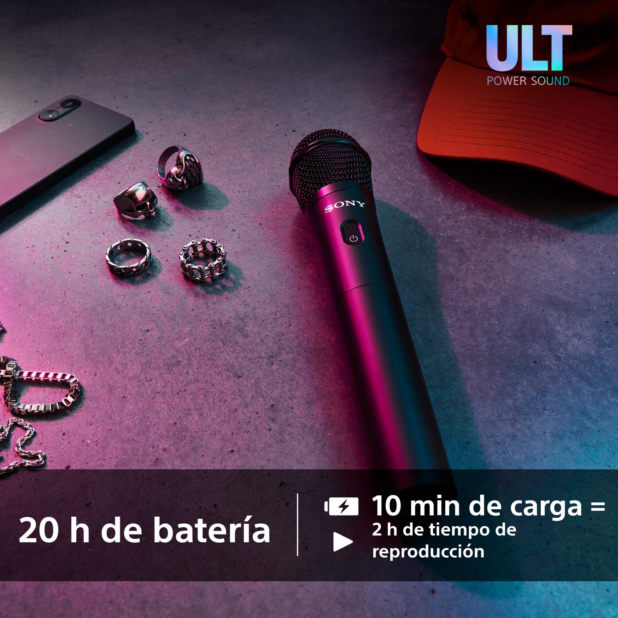 Sony ULTMIC1, Set de micrófono inalámbrico con 2 micrófonos y Receptor, Reducción de Ruido Avanzada, Duet Assist, batería de 20 H, a Prueba de Golpes, Serie ULT Power Sound, Negro