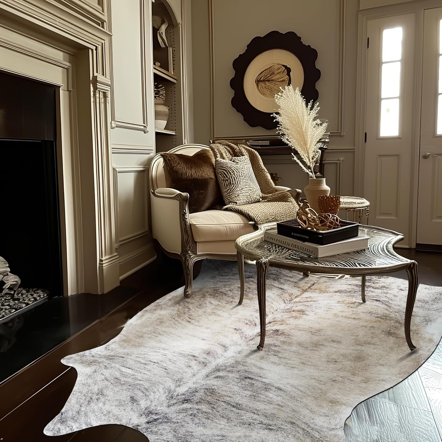 jinchan Cowhide Area Rug Cow Print Rug Faux Living Room