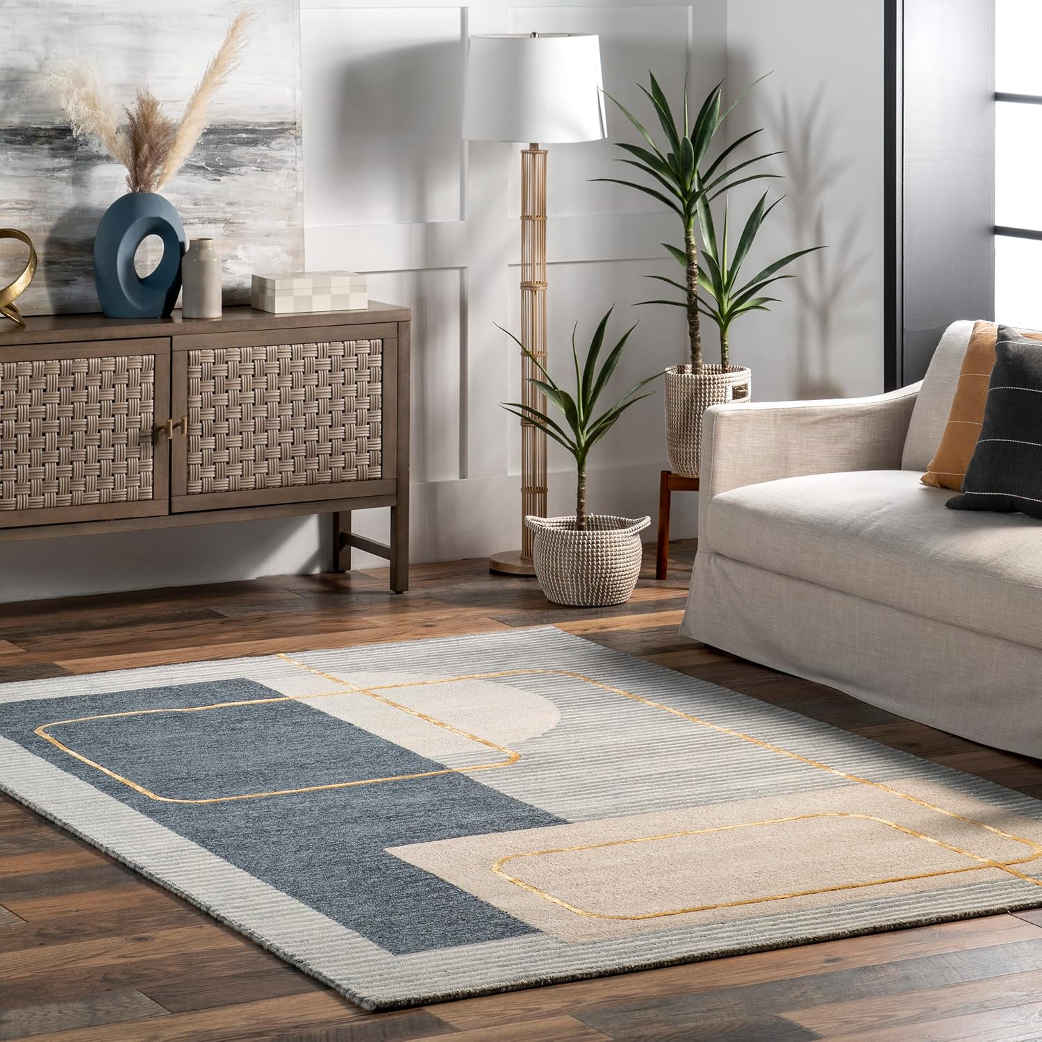 nuLOOM Shelley Abstract Striped Wool Area Rug, 6x9, Blue