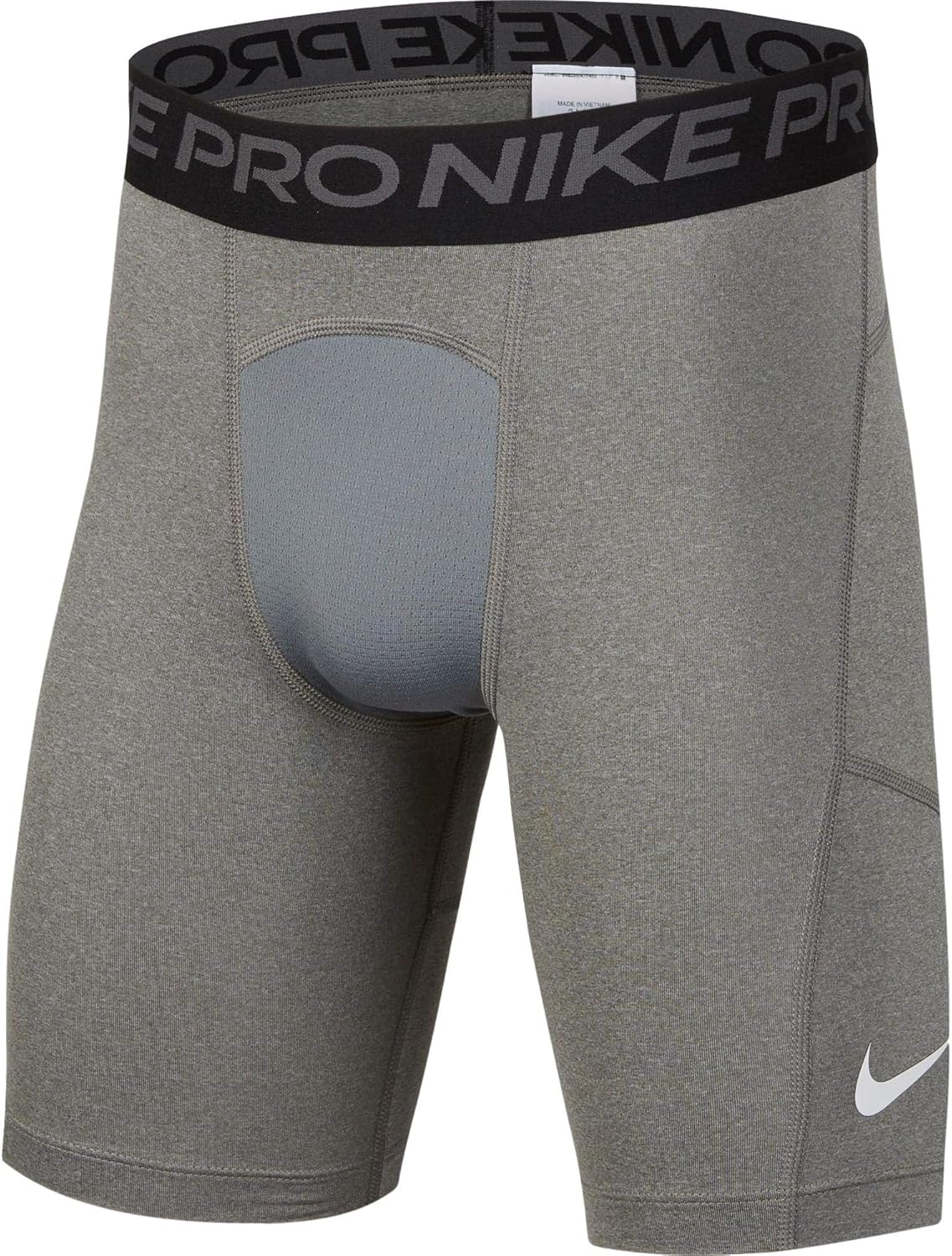 Nike Kids Boy's Pro Shorts (Little Kids/Big Kids) Carbon Heather/White MD (10-12 Big Kids)