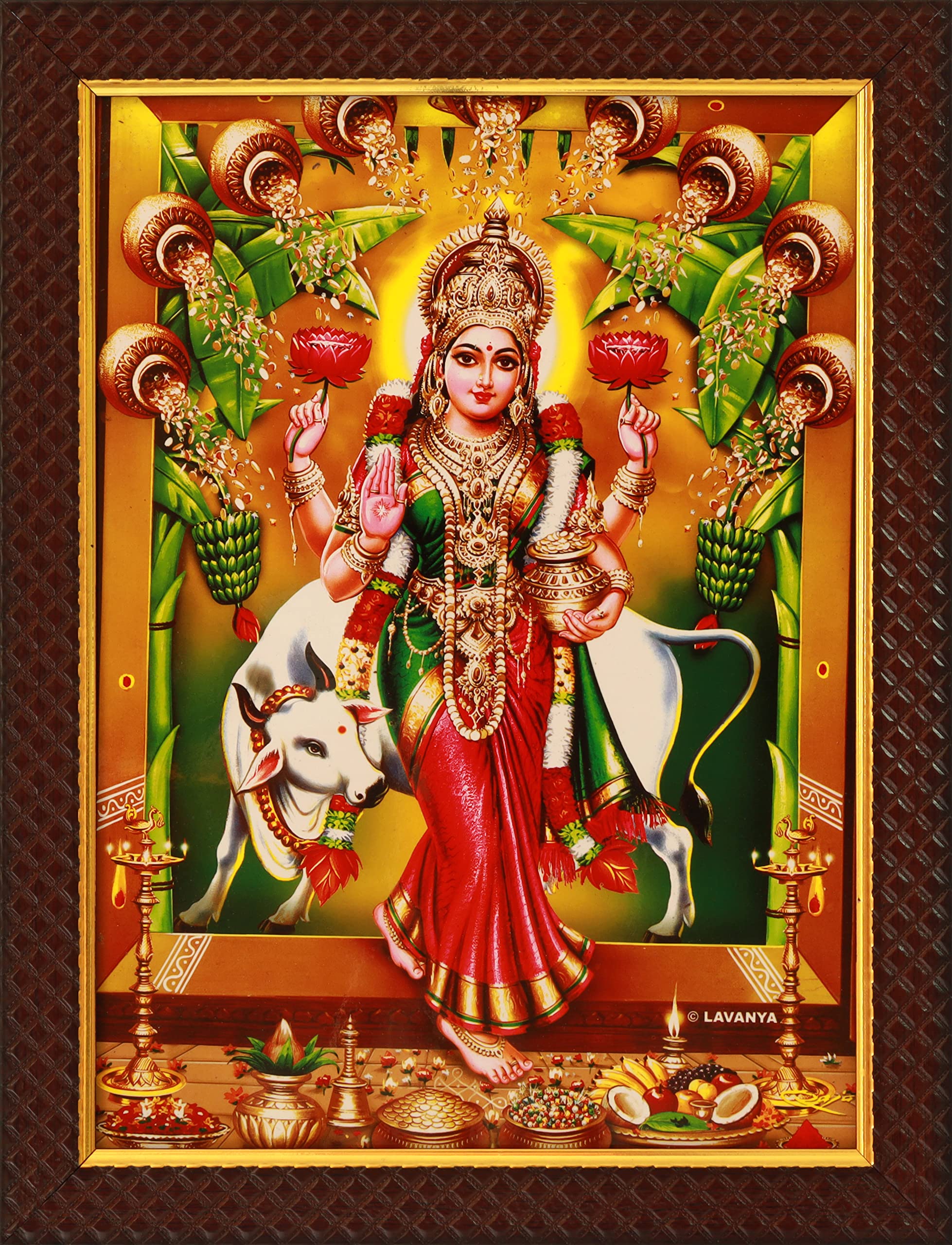 Paljji Handicrafts Godess Gruha Lakshmi Devi God Photo Frame with Wall Hook, 1 Piece | 10? x 13?, Matt Finish,for Pooja Room-image-25