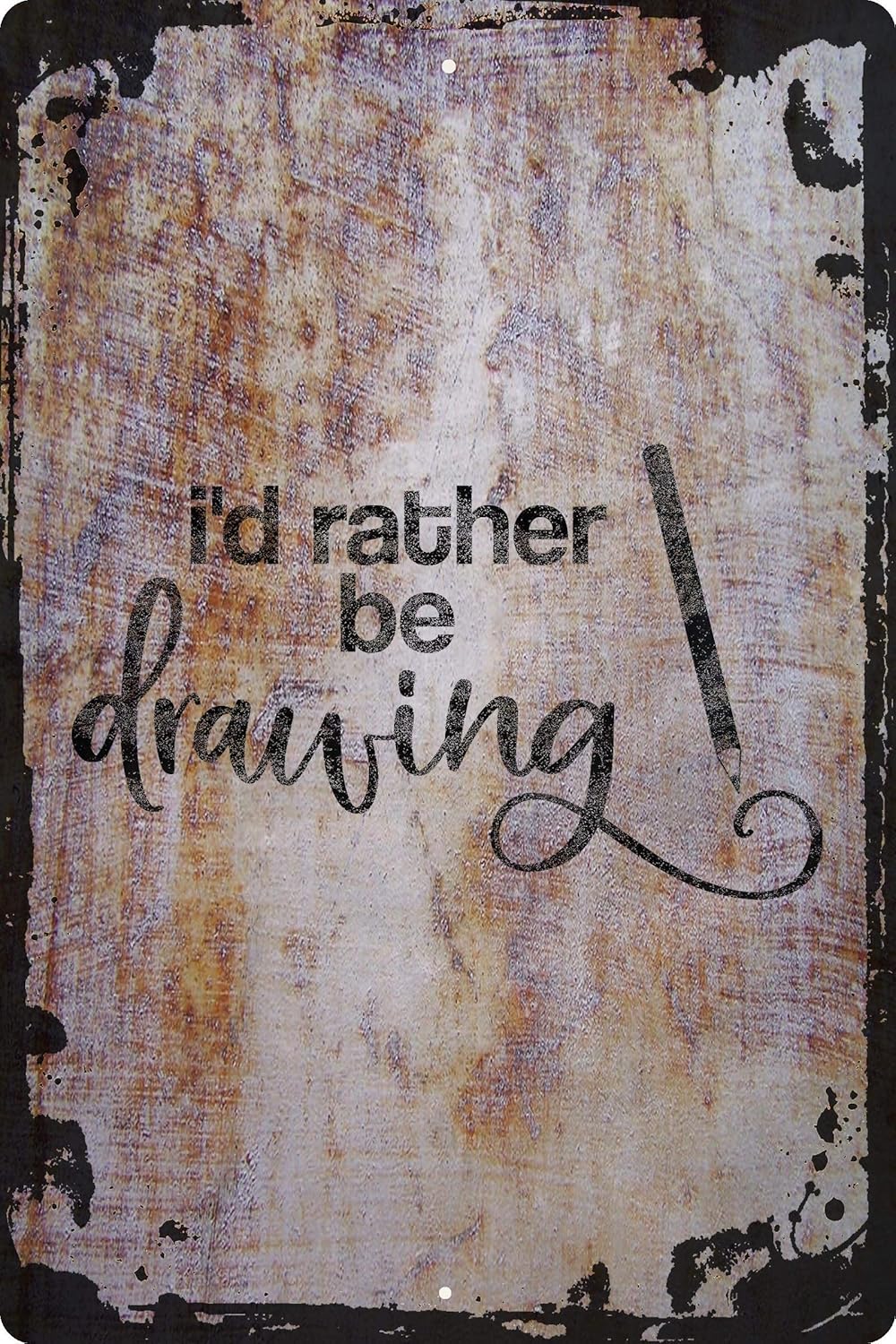 Id rather be drawing cursive sketch pencil artist draw create Beige Wall Art Decor Funny Gift 12 x 18 Inch
