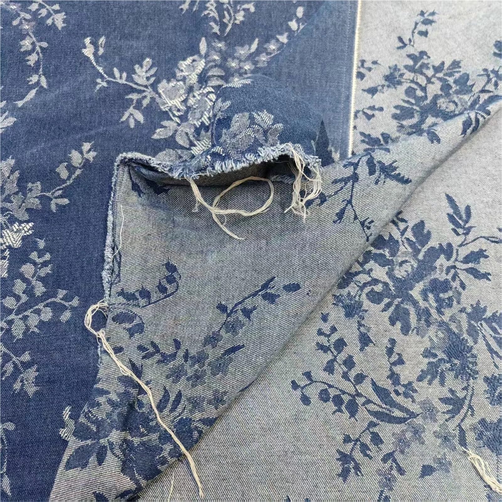 Tela Vaquera De AlgodóN Tela vaquera lavada Jacquard for manualidades, almohadas, zapatos, sombreros, ropa de moda, Material costura Diy por metro Tela De Costura(Dark blue,1.5 meters)