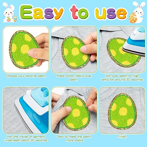Miniatura 3 de X1zuue 10 parches para planchar de Pascua, parches de felpilla para planchar en la rodilla, parches bordados coloridos con purpurina, accesorios de
