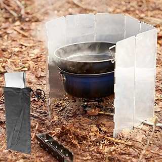 1PC ​​9-Plate Aluminum Windproof Screen - Foldable Camping/Backpacking Shield for Gas & Butane Stoves, Silver