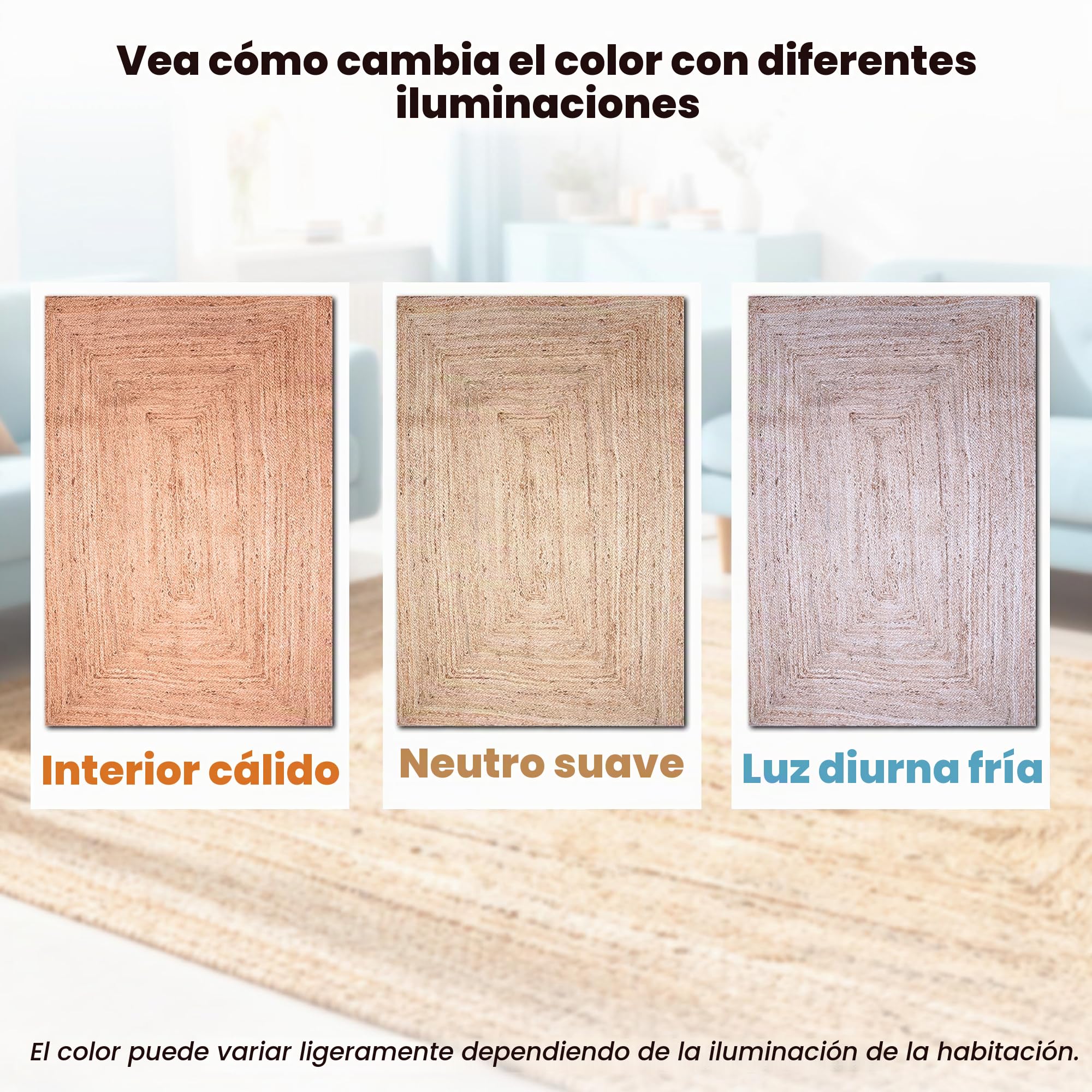 Craft Trade Natural Lavable Bohemia Yute Alfombra Reversible Trenzado Tejido a Mano Alfombra de Trapo Rectangular para Cocina Sala de Estar y Dormitorio - 90x150 cm