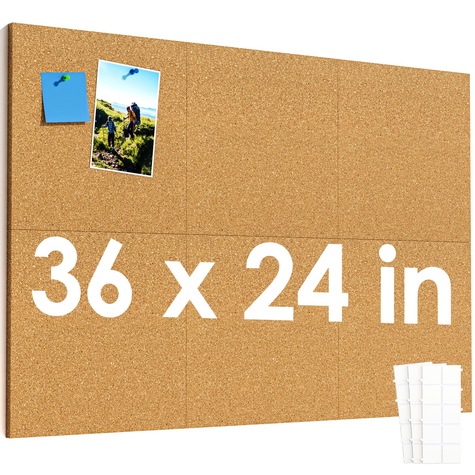 MaxGear Large Cork Board for Wall 36" x 24", 6 Pack Cork Board Tiles with Safe