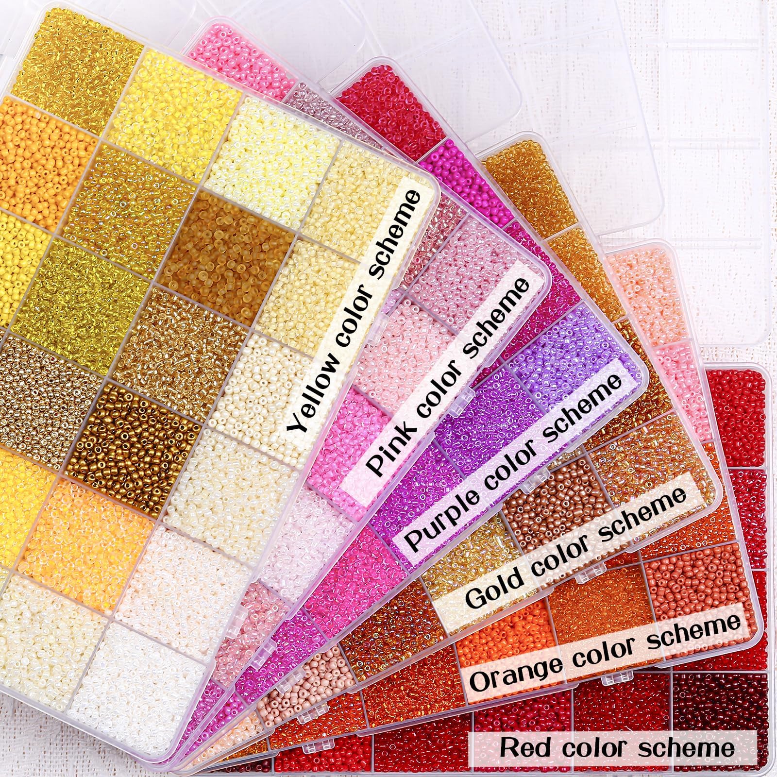 52000+pcs 2mm Rocalle Beads para Pulseras 144 Colores Pequeñas Perlas Set | Mini perlas de cristal con tubos de 7 mm, cuentas de letras, cuentas numéricas y accesorios para joyas, collar y pendientes