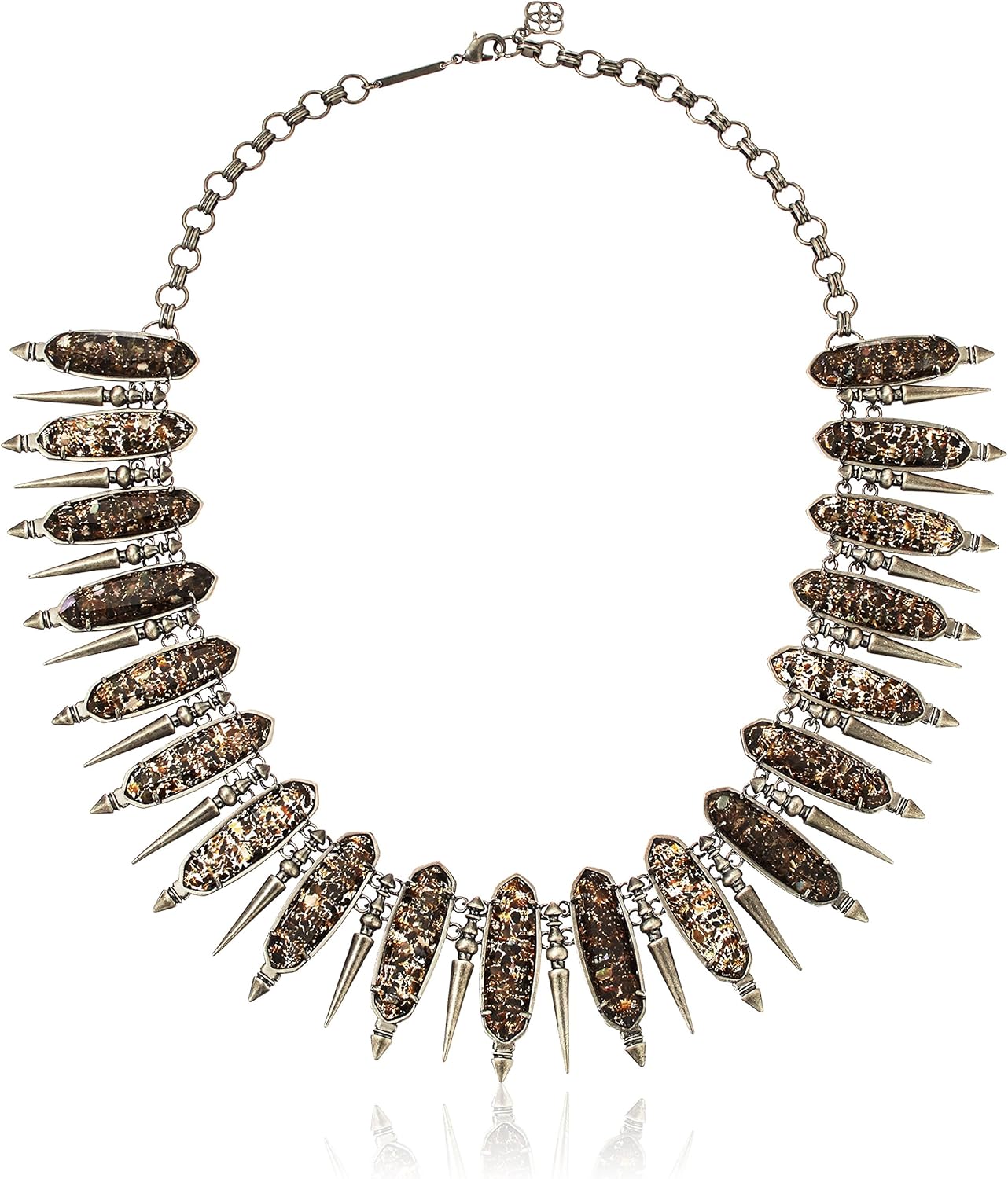 Kendra Scott Gwendolyn Necklace in Rhodium Plated and Black Crushed Mother of Pearl