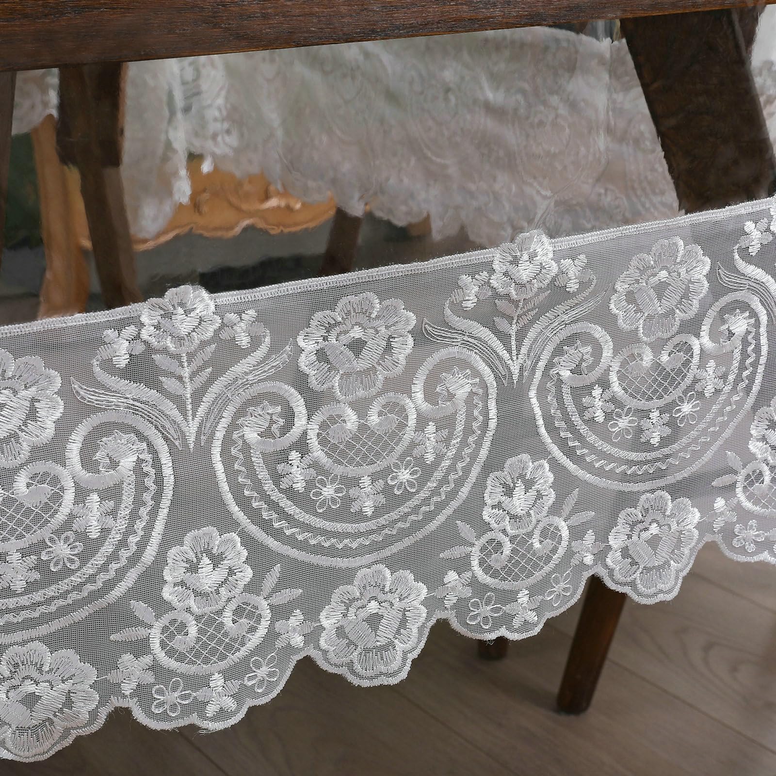 Prostokątny obrus do czyszczenia biały kwiat obrusy 180 x 400 cm