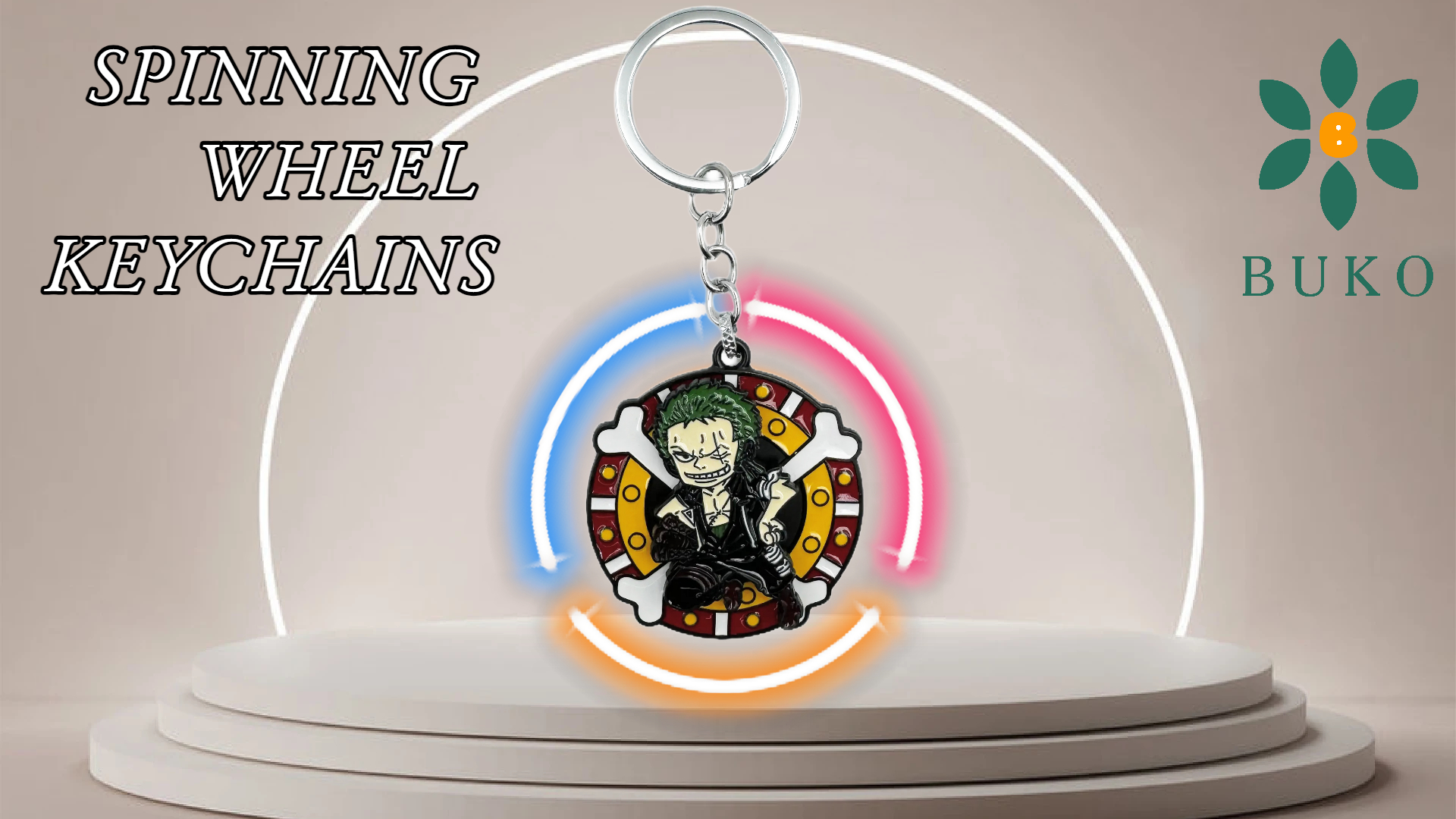 Buko Spinning Popular Anime Character Metal Keychain - Anti-Rust