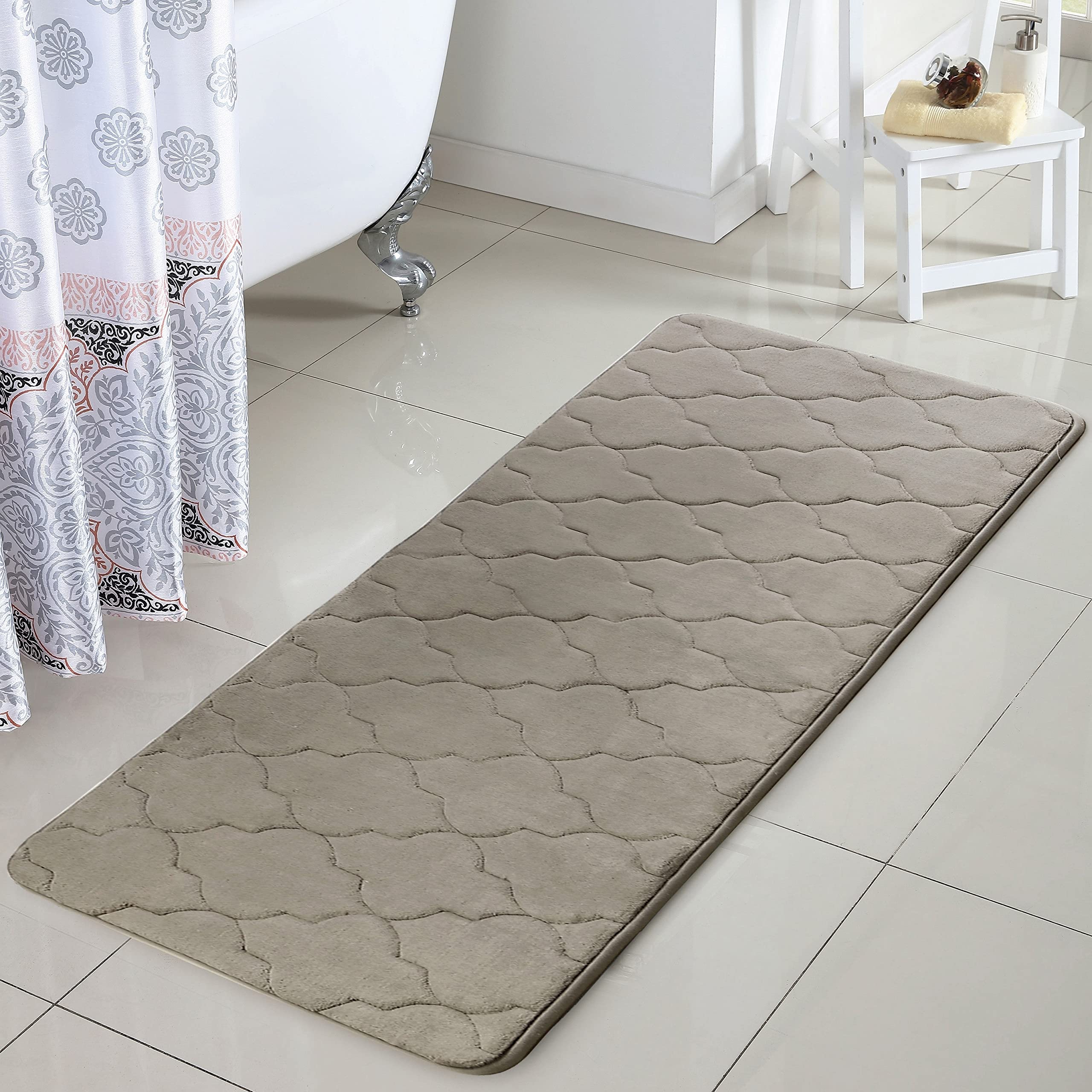VCNY Home Amadora Collection Memory Foam Bath Mat- Soft Supportive Runner with Nonskid Back - Designed for Bathroom, Hallway, or Kitchen Use, 24" x 60", Taupe